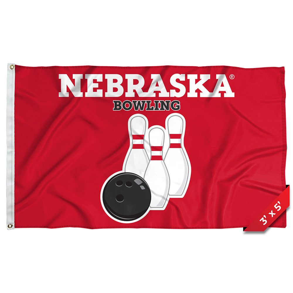 Red Bowling - Flag Single Sided Silk Screened 3ft x 5ft Grommet Nebraska Cornhuskers
