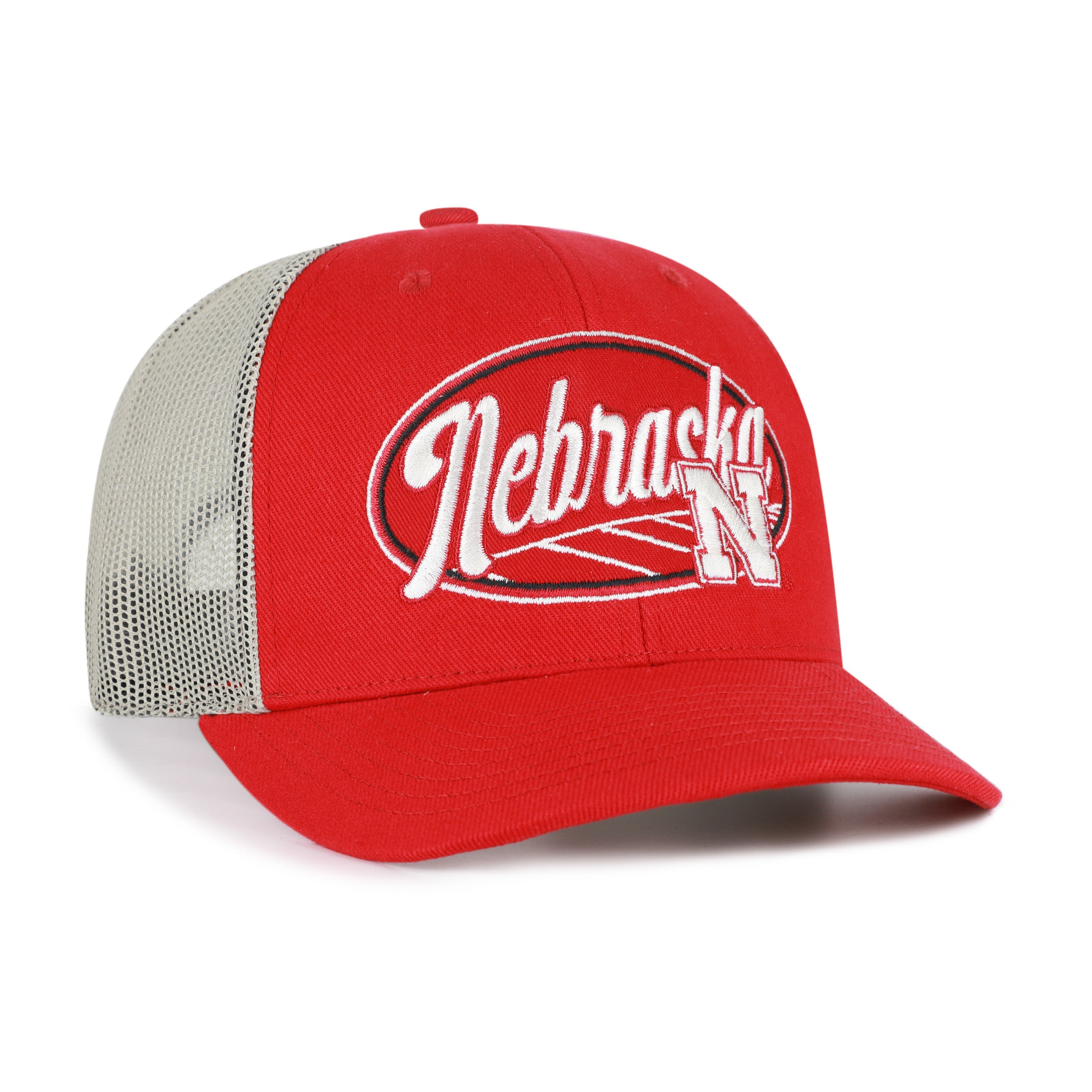 Red Enfield '47 Trucker Hat, Curved Bill, Snapback - Nebraska Cornhuskers