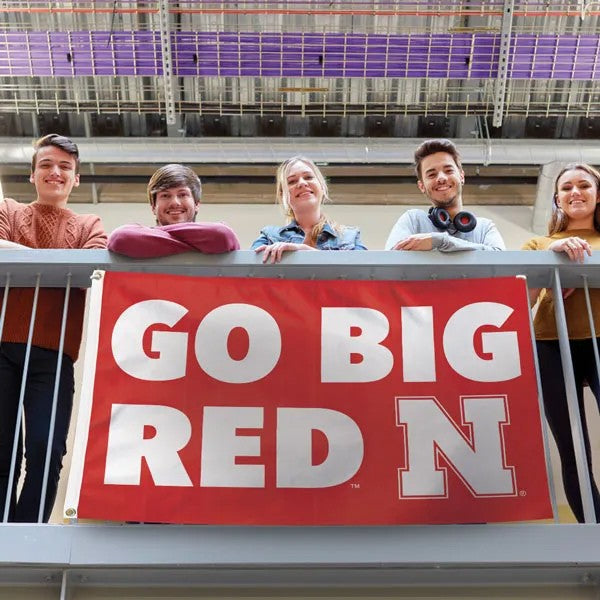 Red Go Big Red N - Deluxe Flag Single Sided Silk Screened 3ft x 5ft Nebraska Cornhuskers