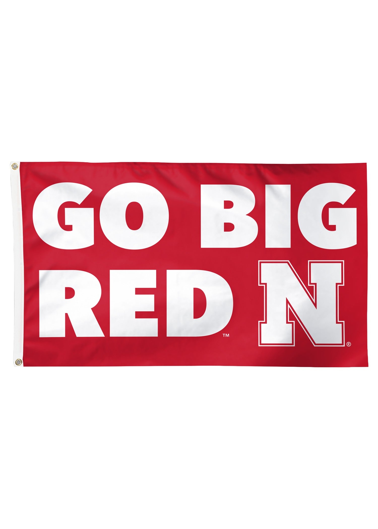 Red Go Big Red N - Deluxe Flag Single Sided Silk Screened 3ft x 5ft Nebraska Cornhuskers