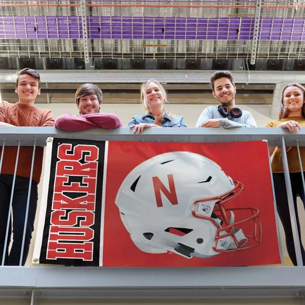 Red Helmet - Deluxe Flag Single Sided Silk Screened 3ft x 5ft Nebraska Cornhuskers