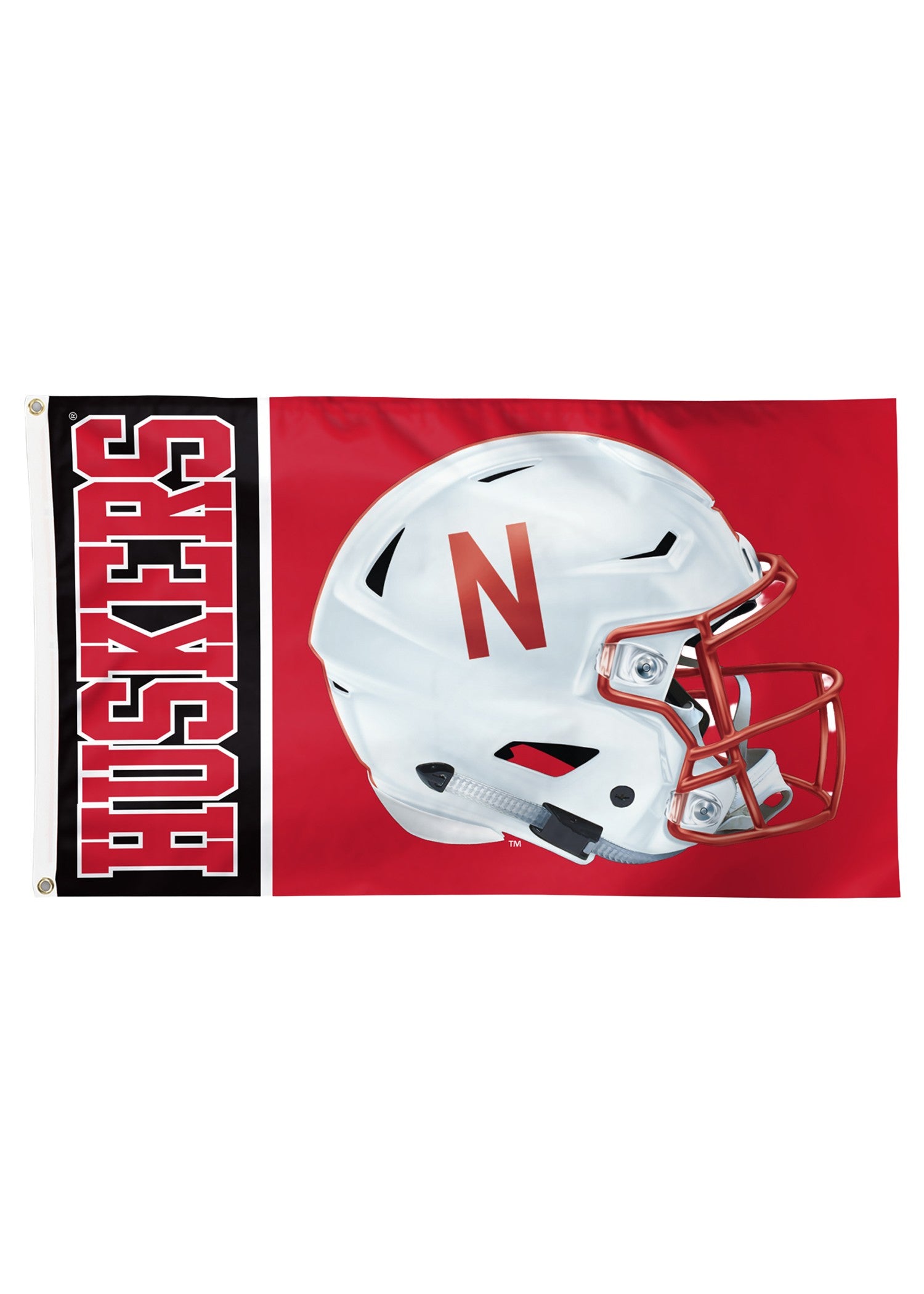 Red Helmet - Deluxe Flag Single Sided Silk Screened 3ft x 5ft Nebraska Cornhuskers