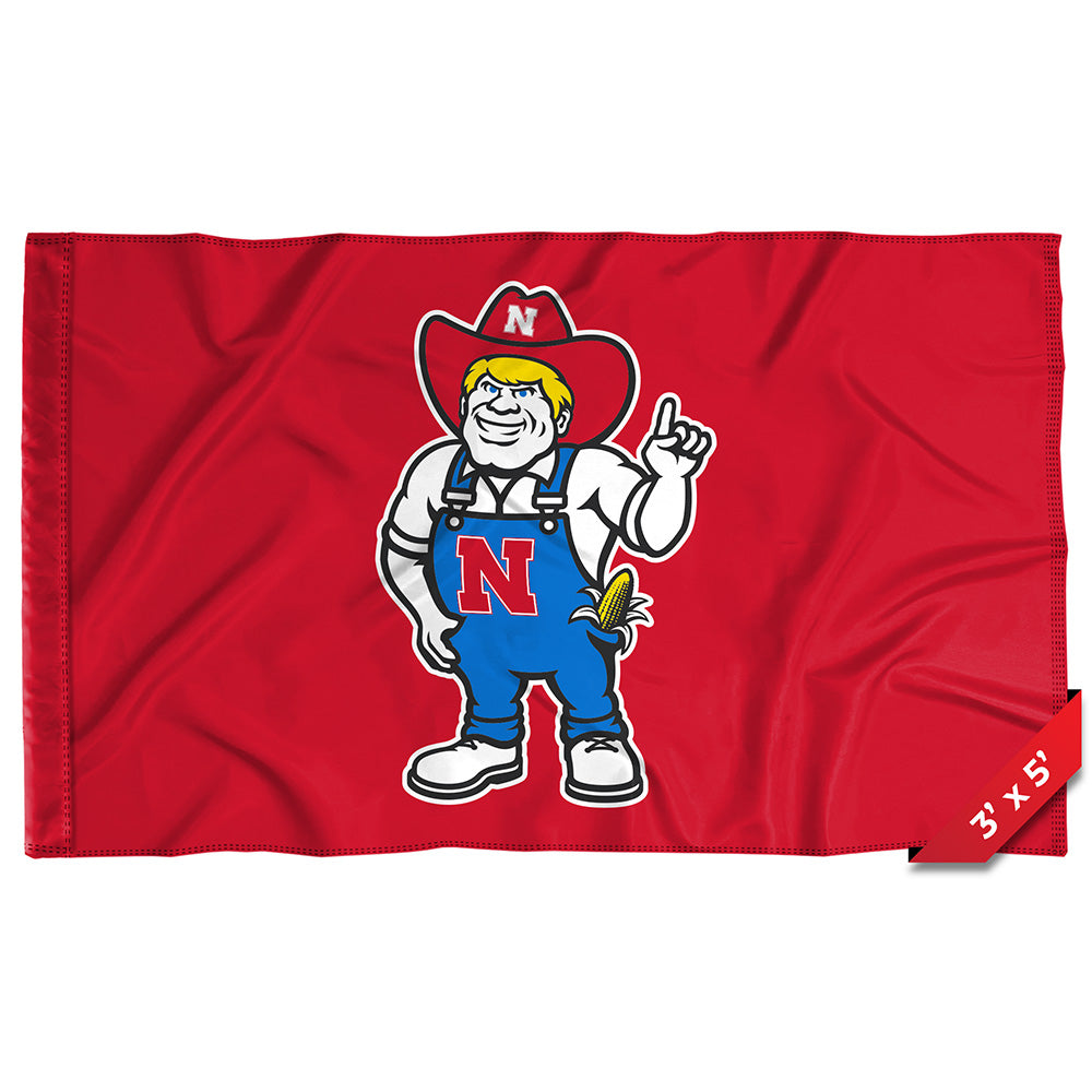 Red Herbie - Flag Single Sided Silk Screened 3ft x 5ft Sleeve Nebraska Cornhuskers