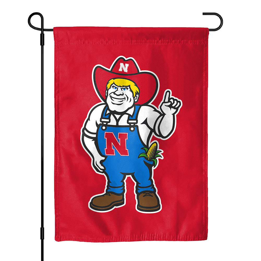 Red Herbie - Garden Flags Double Sided Silk Screened 13in x 18in Nebraska Cornhuskers