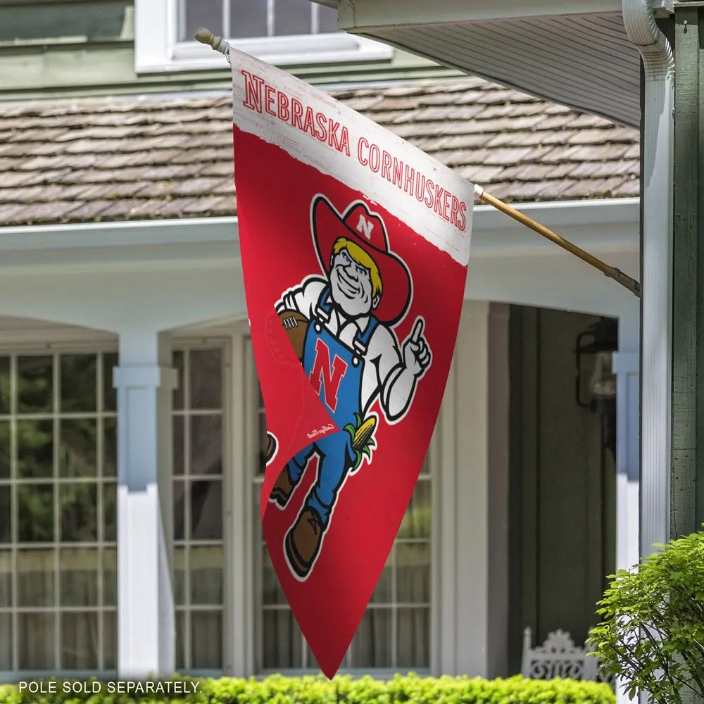 Red Herbie - Vertical Flag Single Sided Silk Screened 28in x 40in Nebraska Cornhuskers