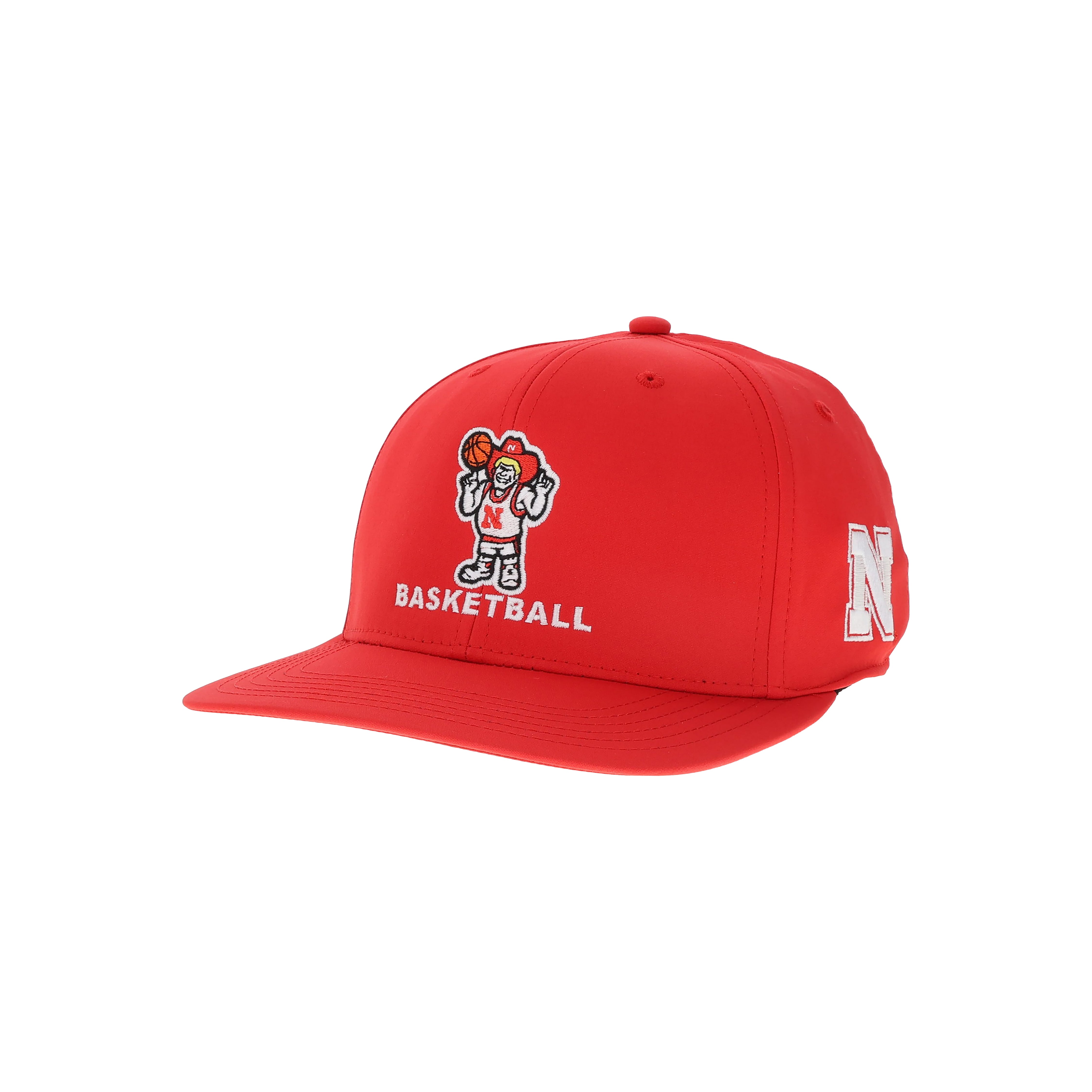 Red Herbie Basketball Wordmark Hat, Velcro, Curved Bill, Back9 - Nebraska Cornhuskers