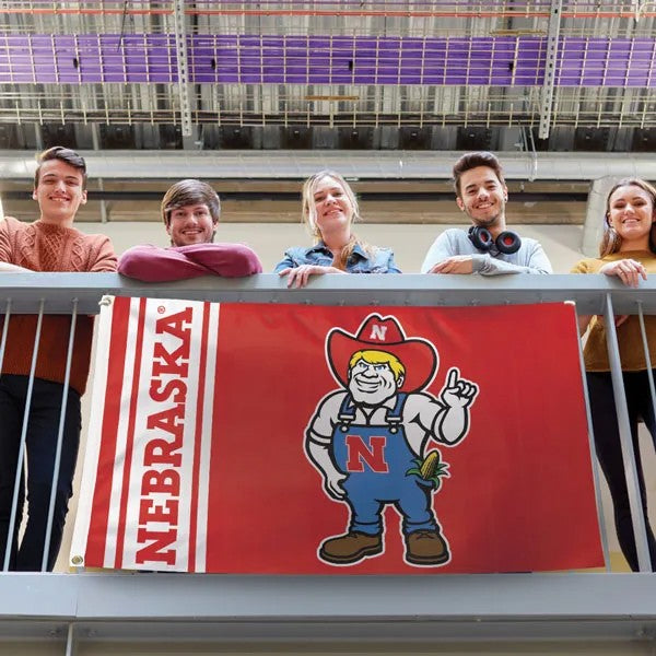 Red Herbie Nebraska - Deluxe Flag Single Sided Silk Screened 3ft x 5ft Nebraska Cornhuskers
