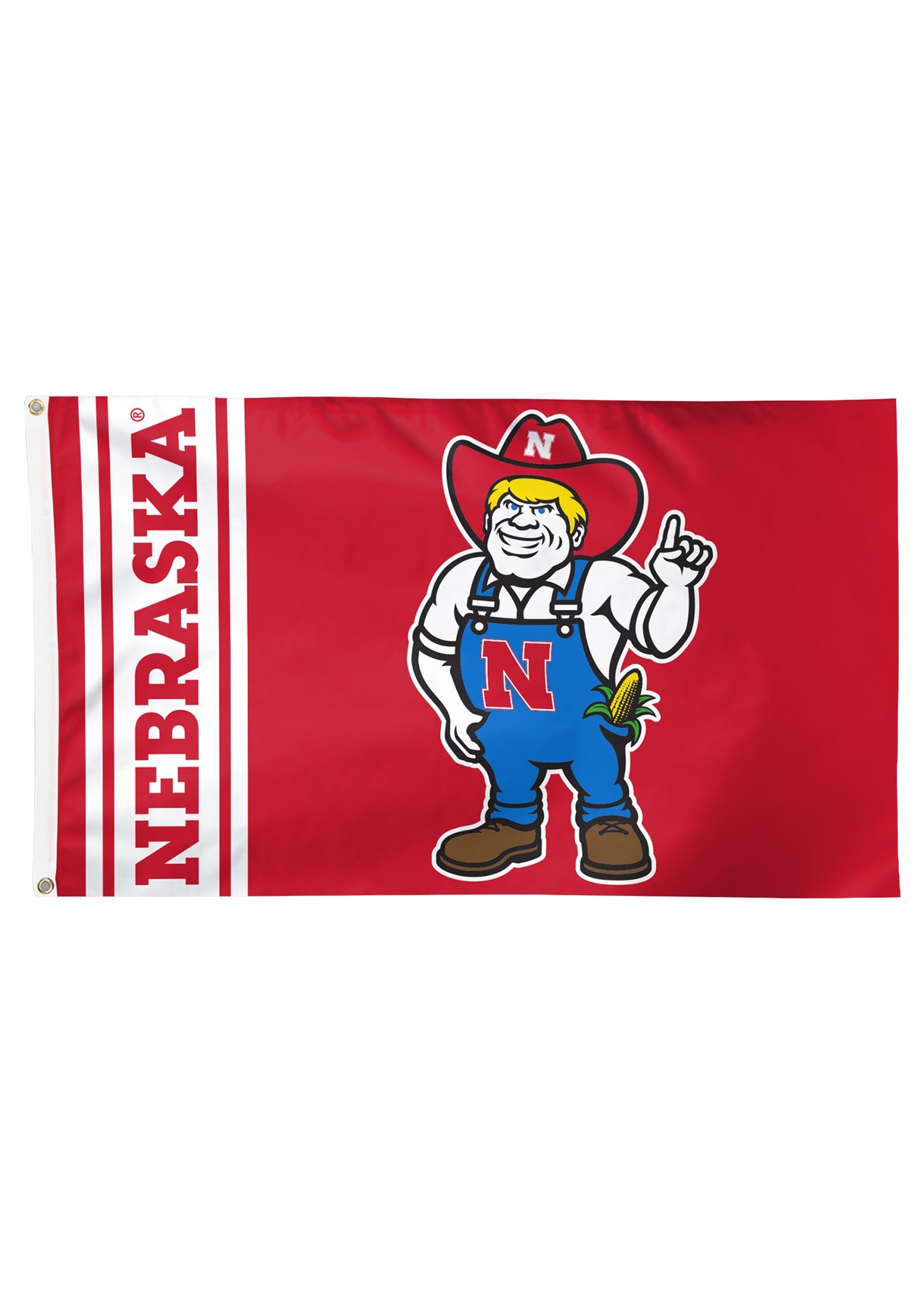 Red Herbie Nebraska - Deluxe Flag Single Sided Silk Screened 3ft x 5ft Nebraska Cornhuskers