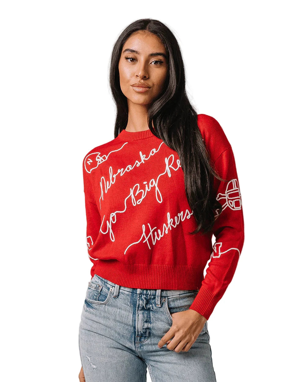 Red Wool Love Letter Sweater Nebraska Cornhuskers