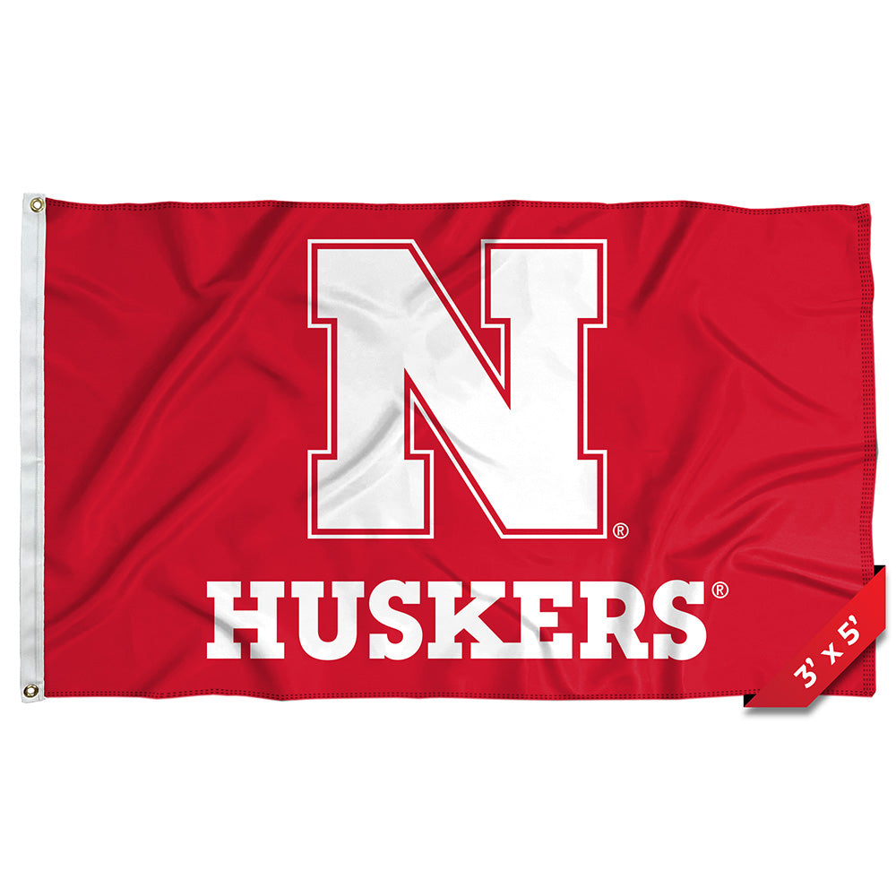 Red N Huskers - Flag Single Sided Silk Screened 3ft x 5ft Grommet Nebraska Cornhuskers