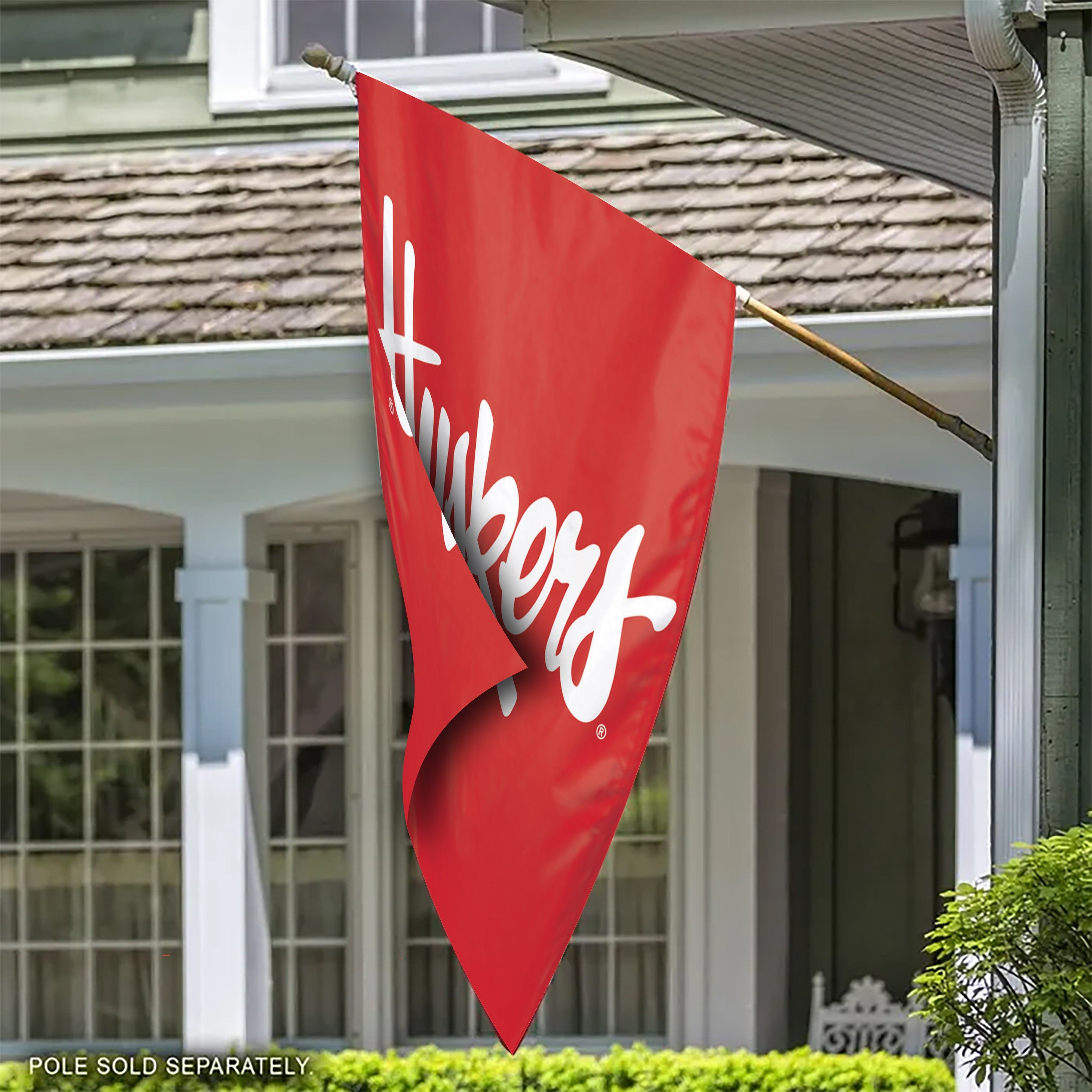 Red Script Huskers - Vertical Flag Single Sided Silk Screened 28in x 40in Nebraska Cornhuskers