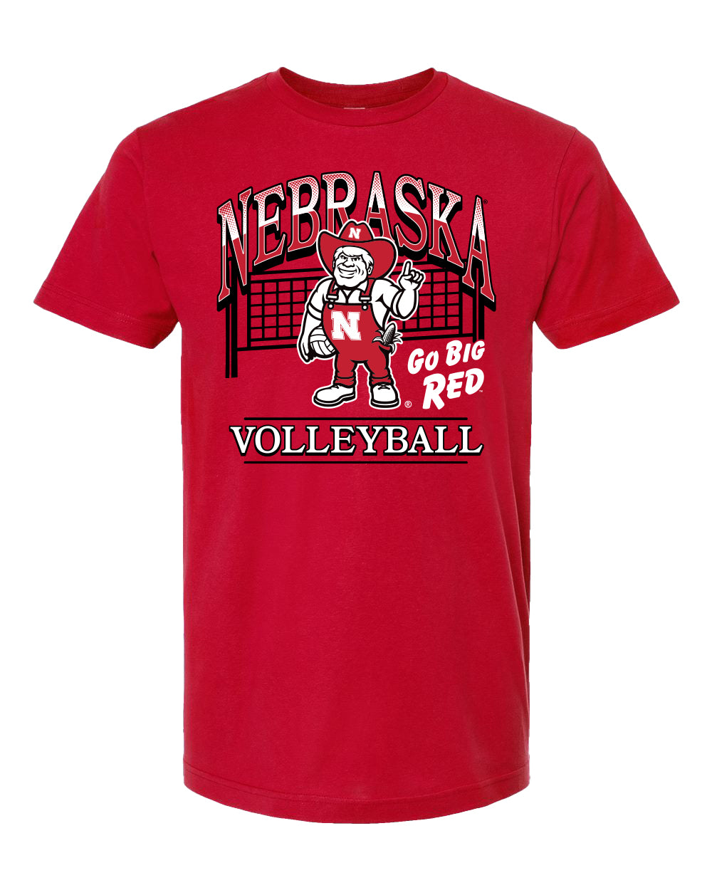 Red Volleyball Net Herbie Graphic Tee - Nebraska Cornhuskers