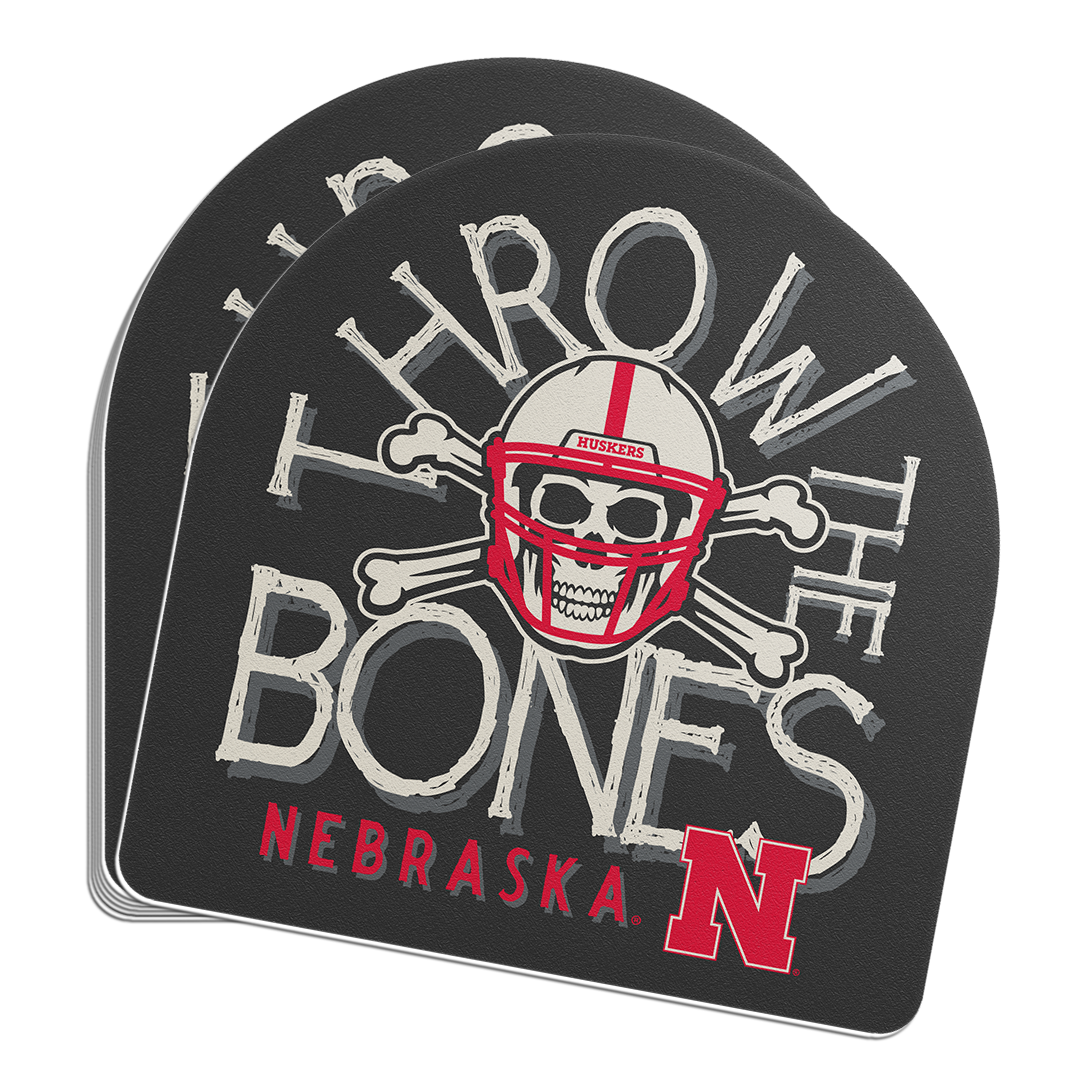 Rugged Throw the Bones Arch Sticker - Large - Nebraska Cornhuskers