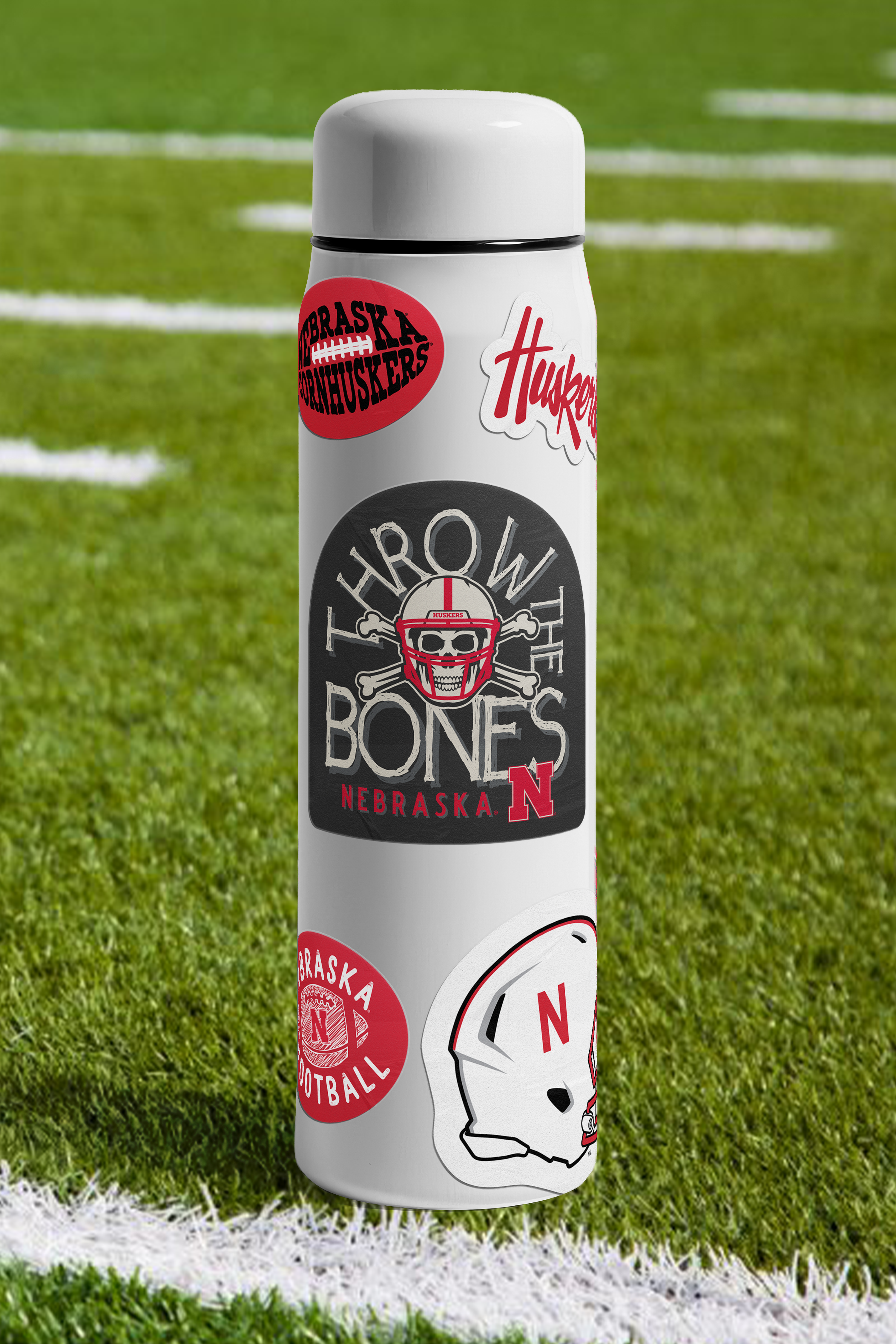 Rugged Throw the Bones Arch Sticker - Large - Nebraska Cornhuskers
