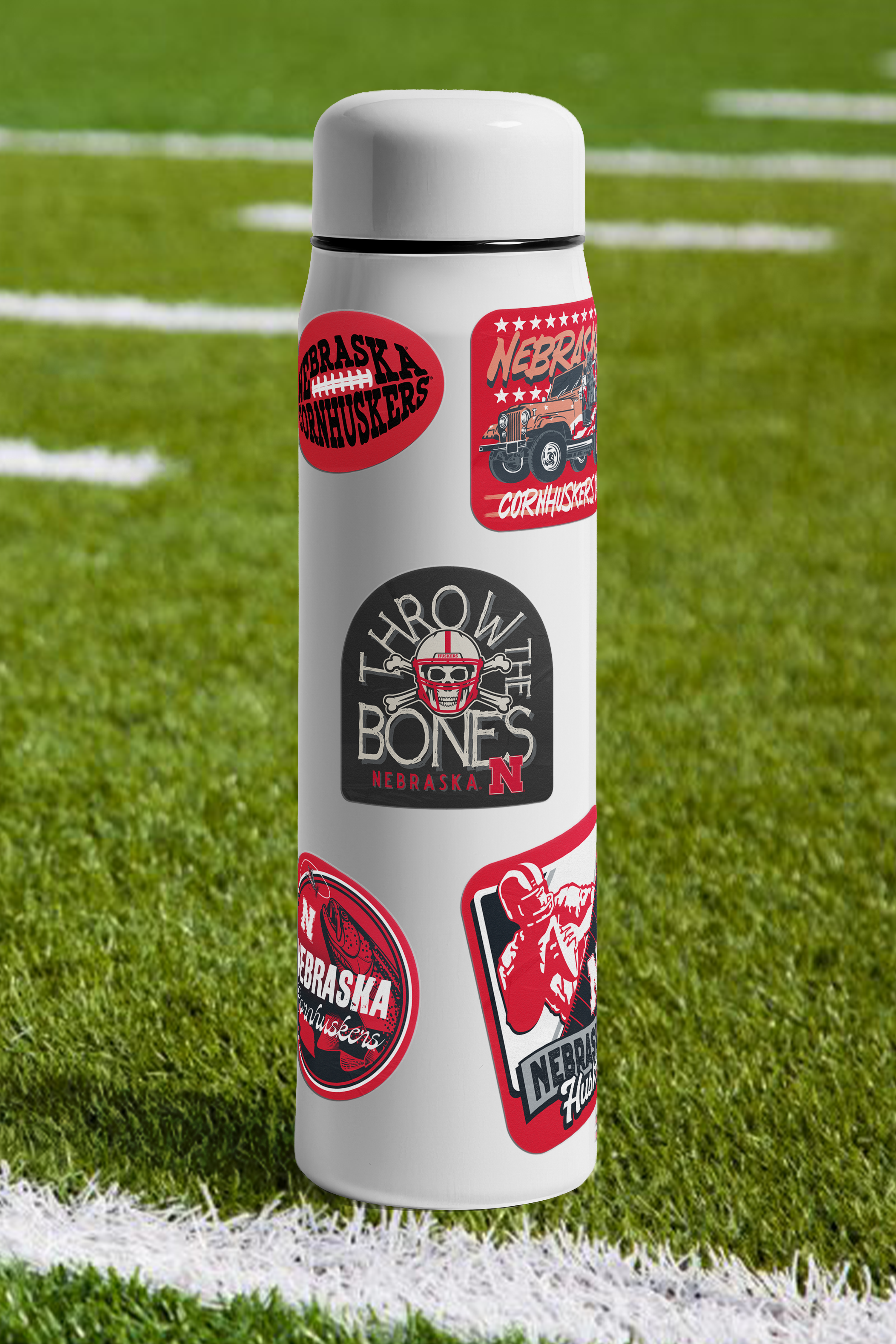 Rugged Throw the Bones Arch Sticker - Medium - Nebraska Cornhuskers