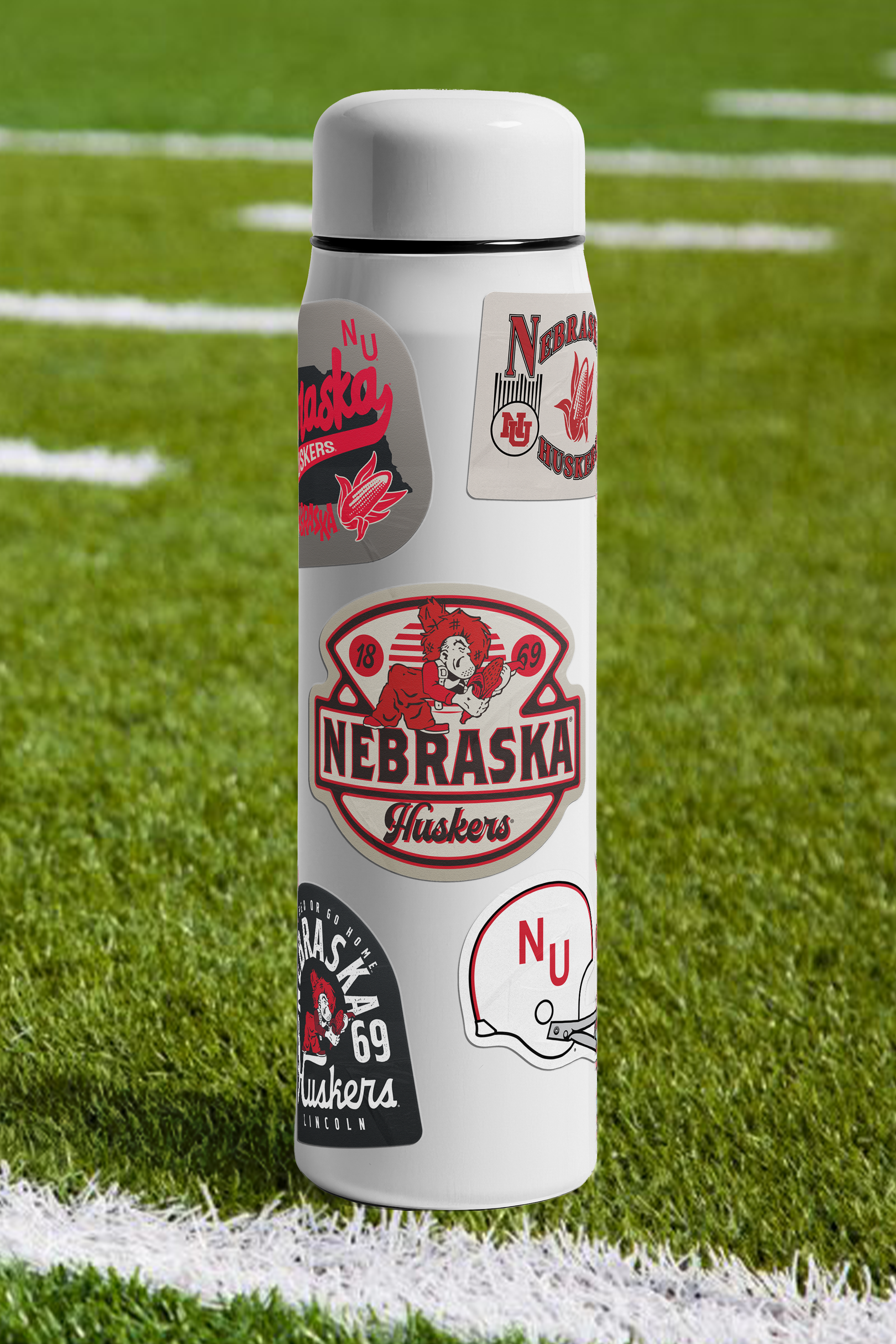 Rugged Vintage Harry Husker Sticker - Large - Nebraska Cornhuskers