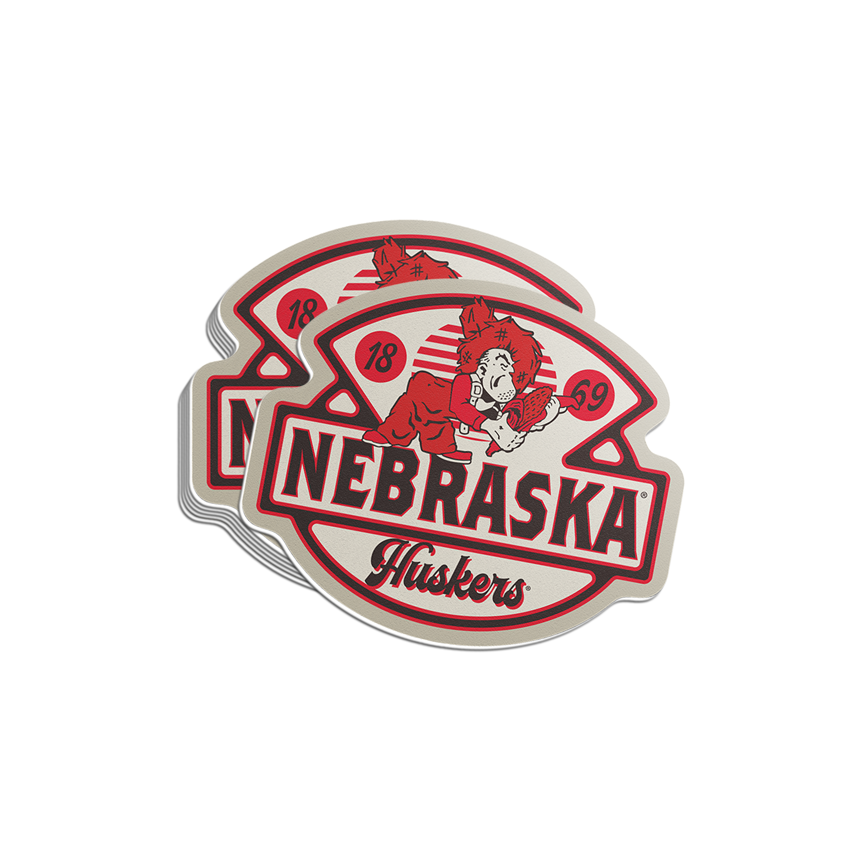 Rugged Vintage Harry Husker Sticker - Medium - Nebraska Cornhuskers