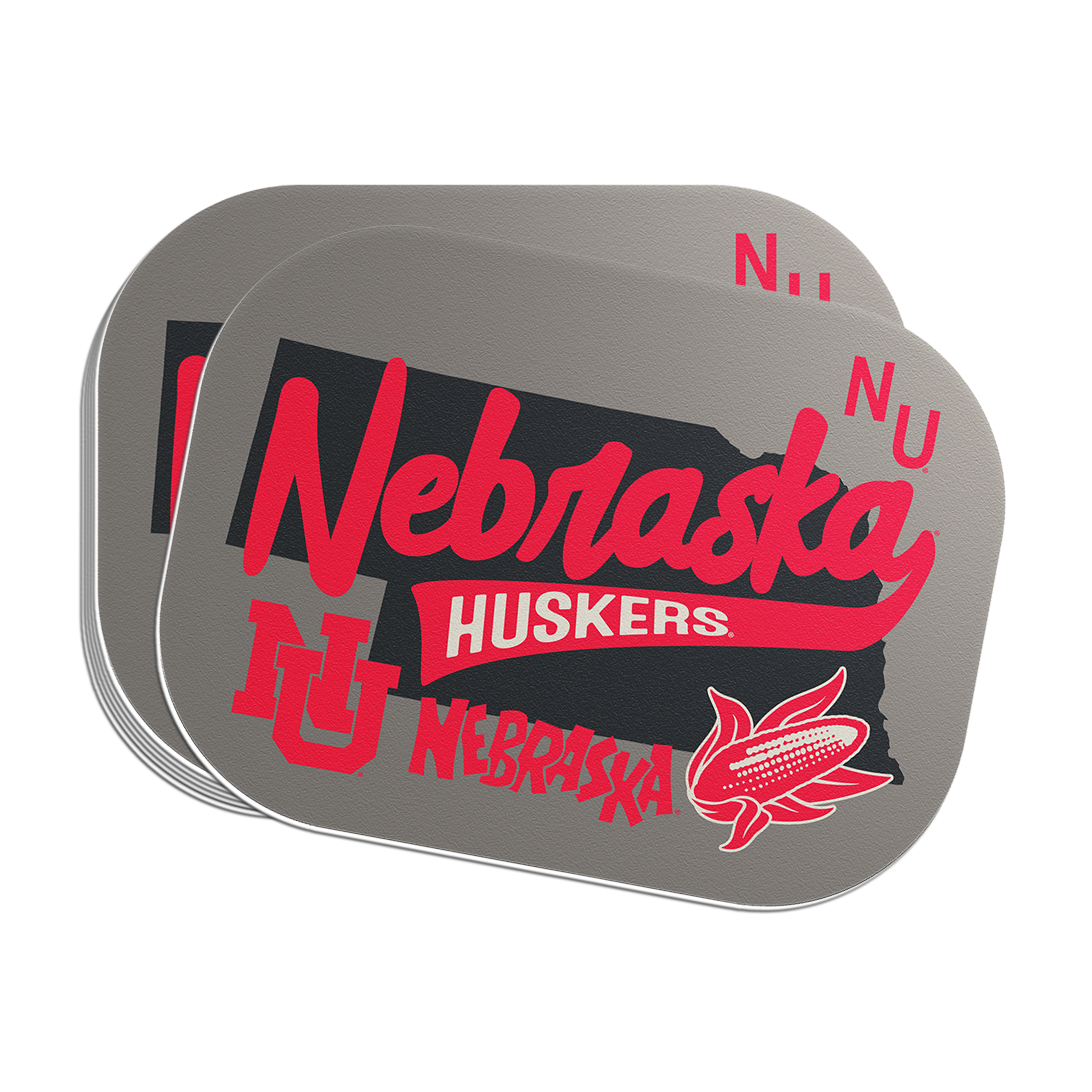 Rugged Vintage Patchwork Sticker - Large - Nebraska Cornhuskers