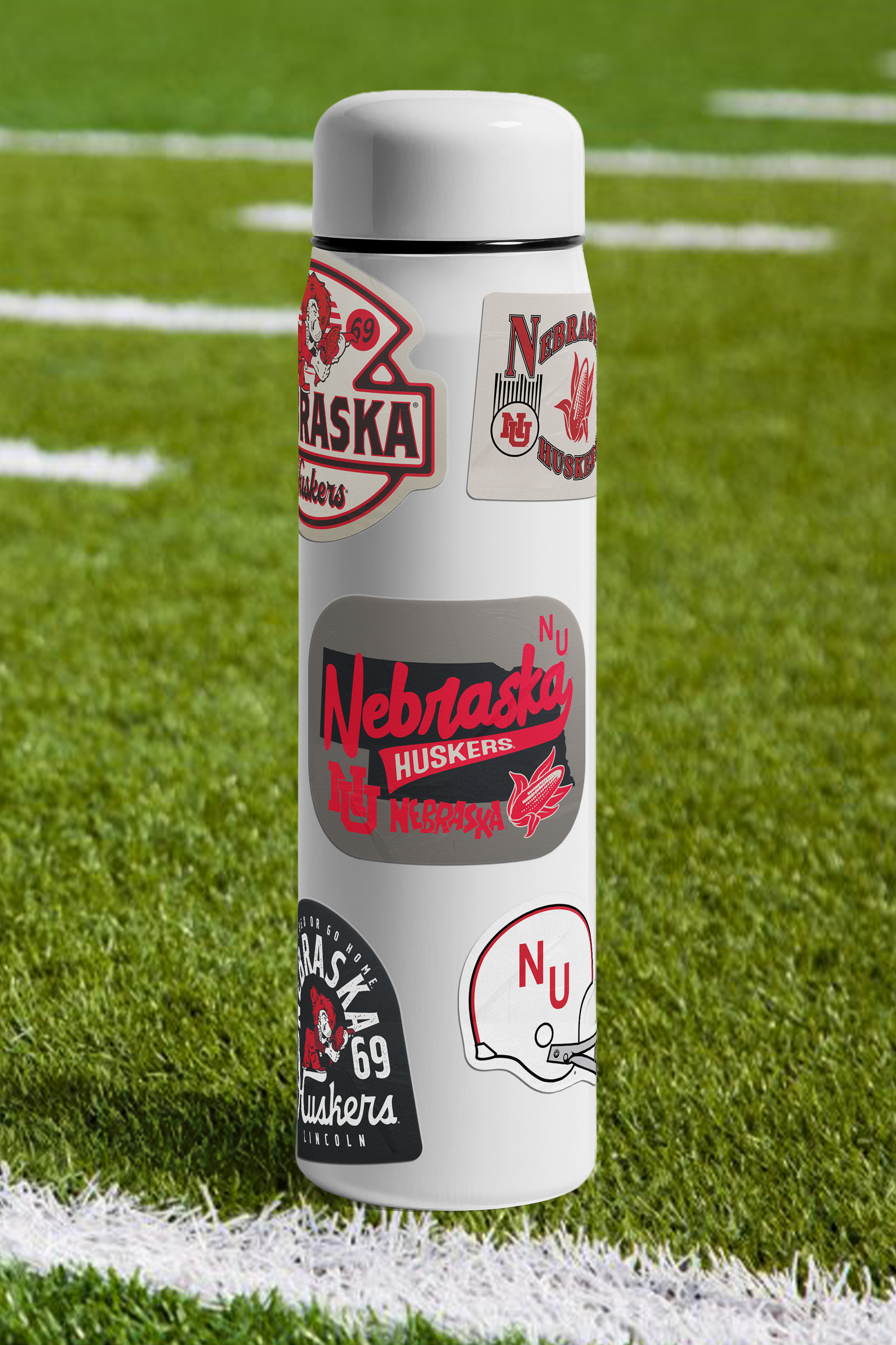 Rugged Vintage Patchwork Sticker - Large - Nebraska Cornhuskers