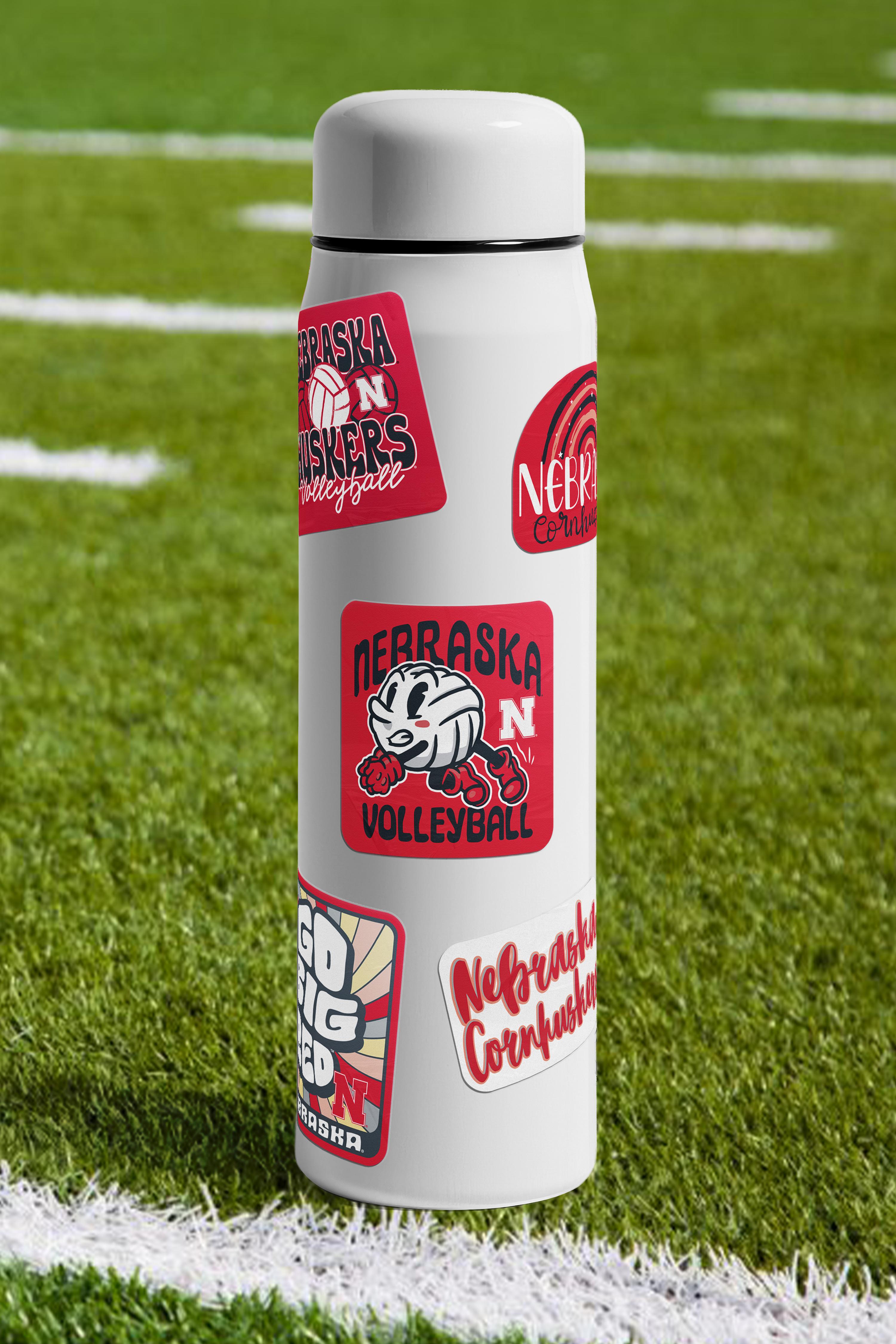 Rugged Volleyball Dive for the Ball Sticker - Medium - Nebraska Cornhuskers