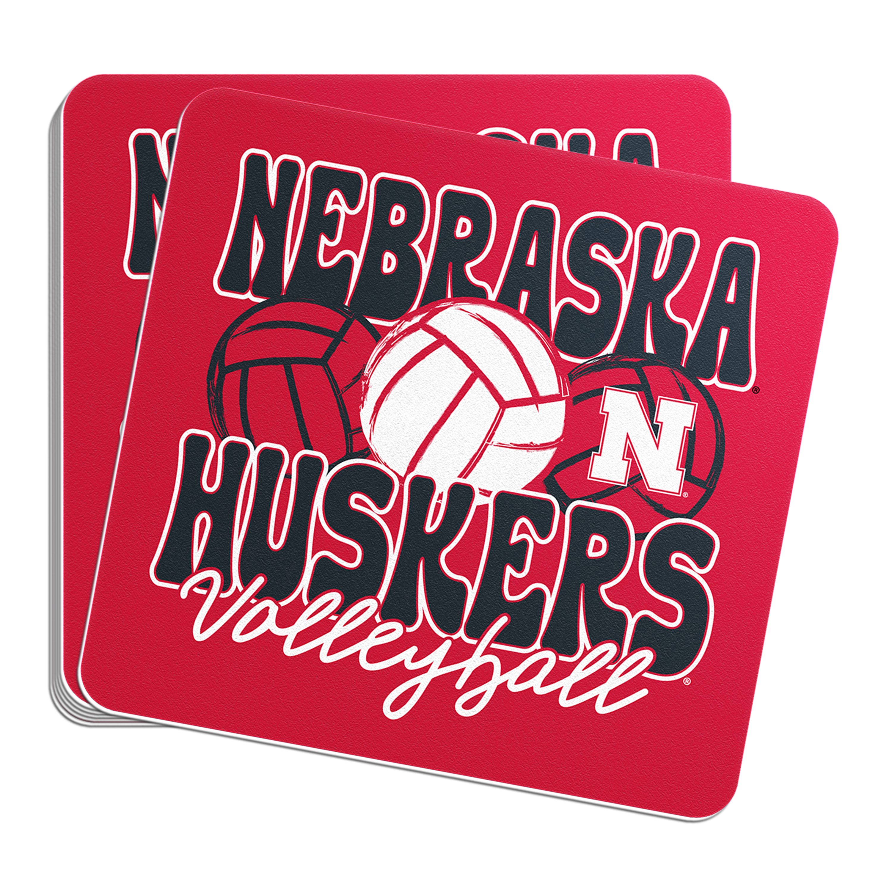 Rugged Volleyball Groovy Sticker - Large - Nebraska Cornhuskers