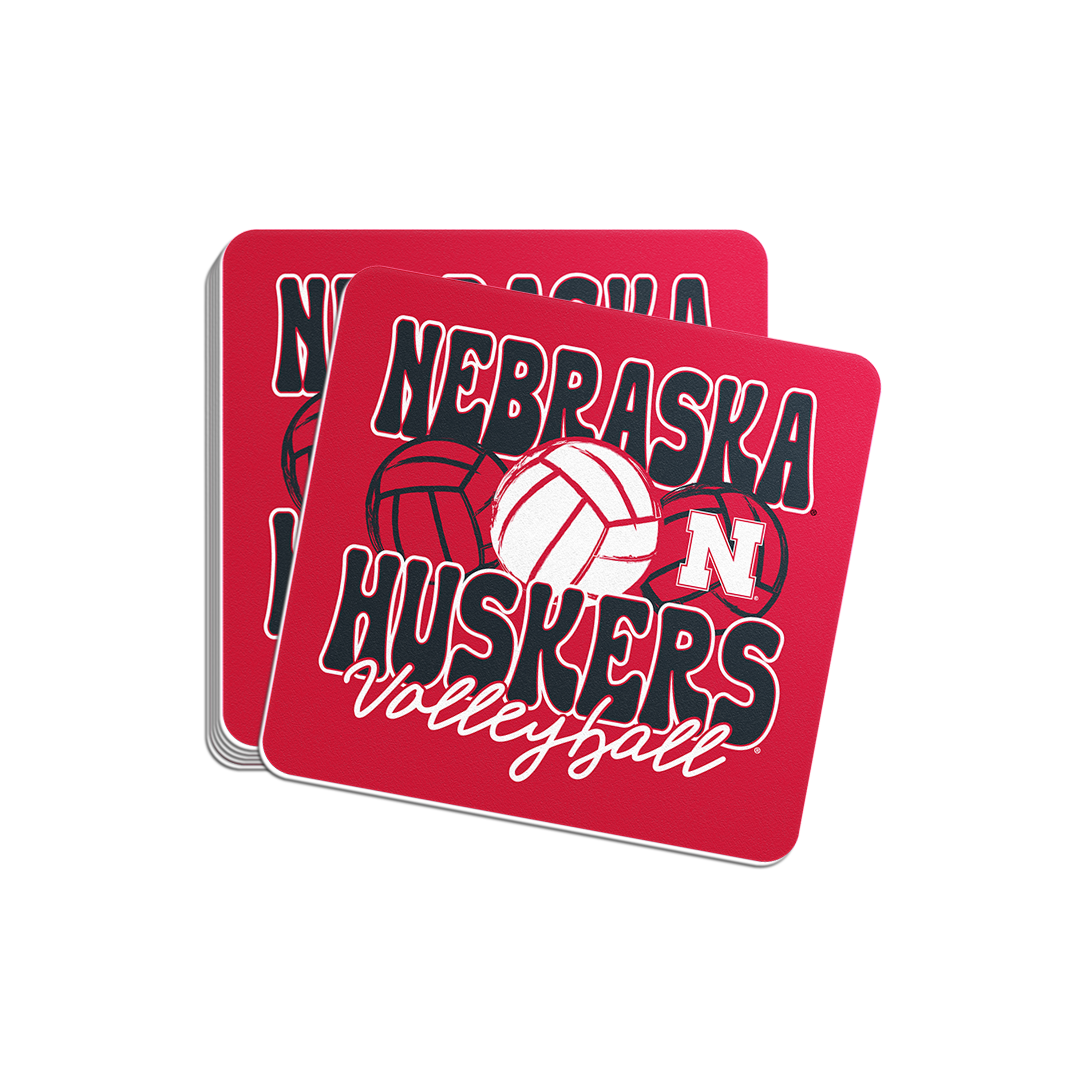Rugged Volleyball Groovy Sticker - Medium - Nebraska Cornhuskers