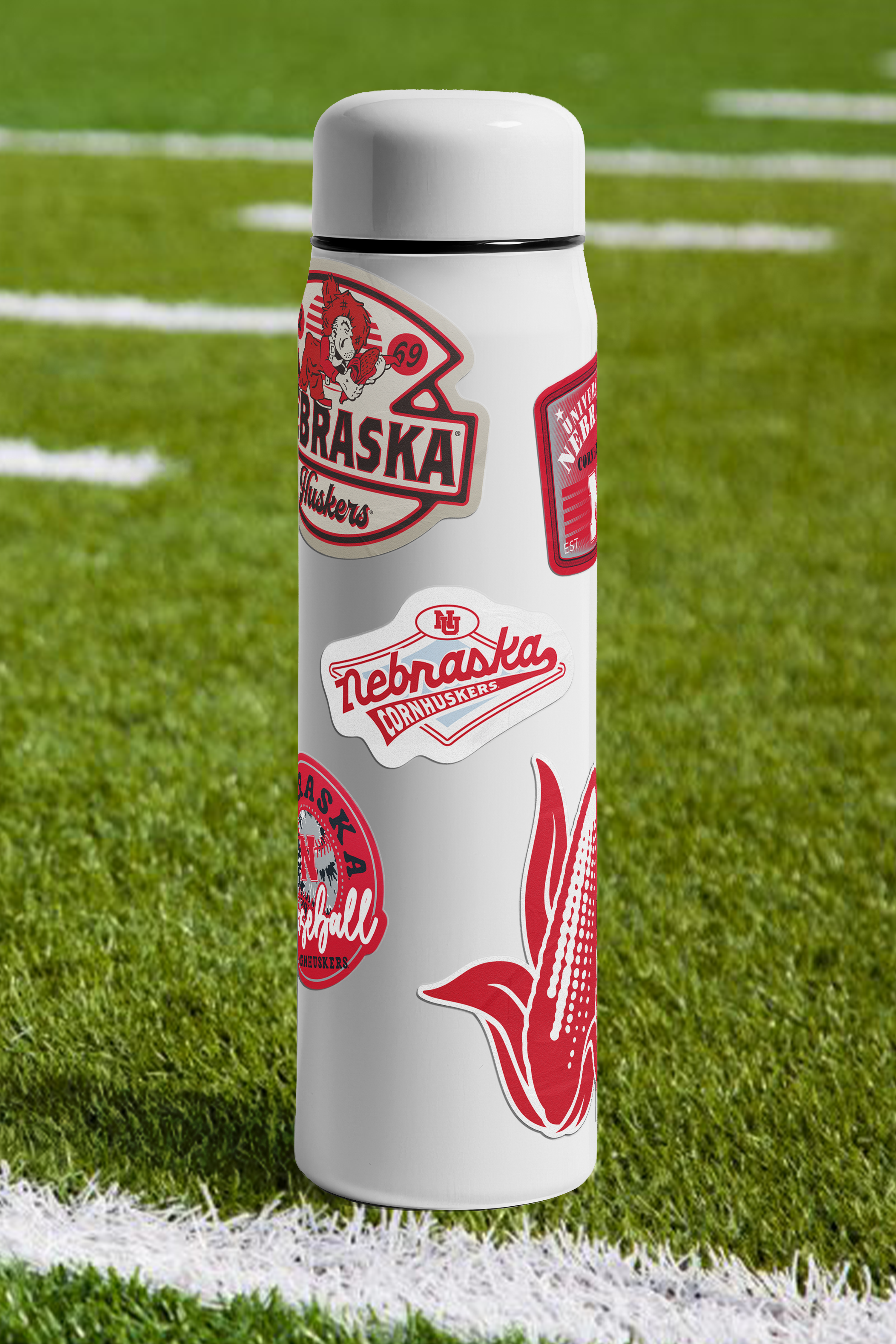 Rugged Baseball Swoosh Sticker - Medium - Nebraska Cornhuskers