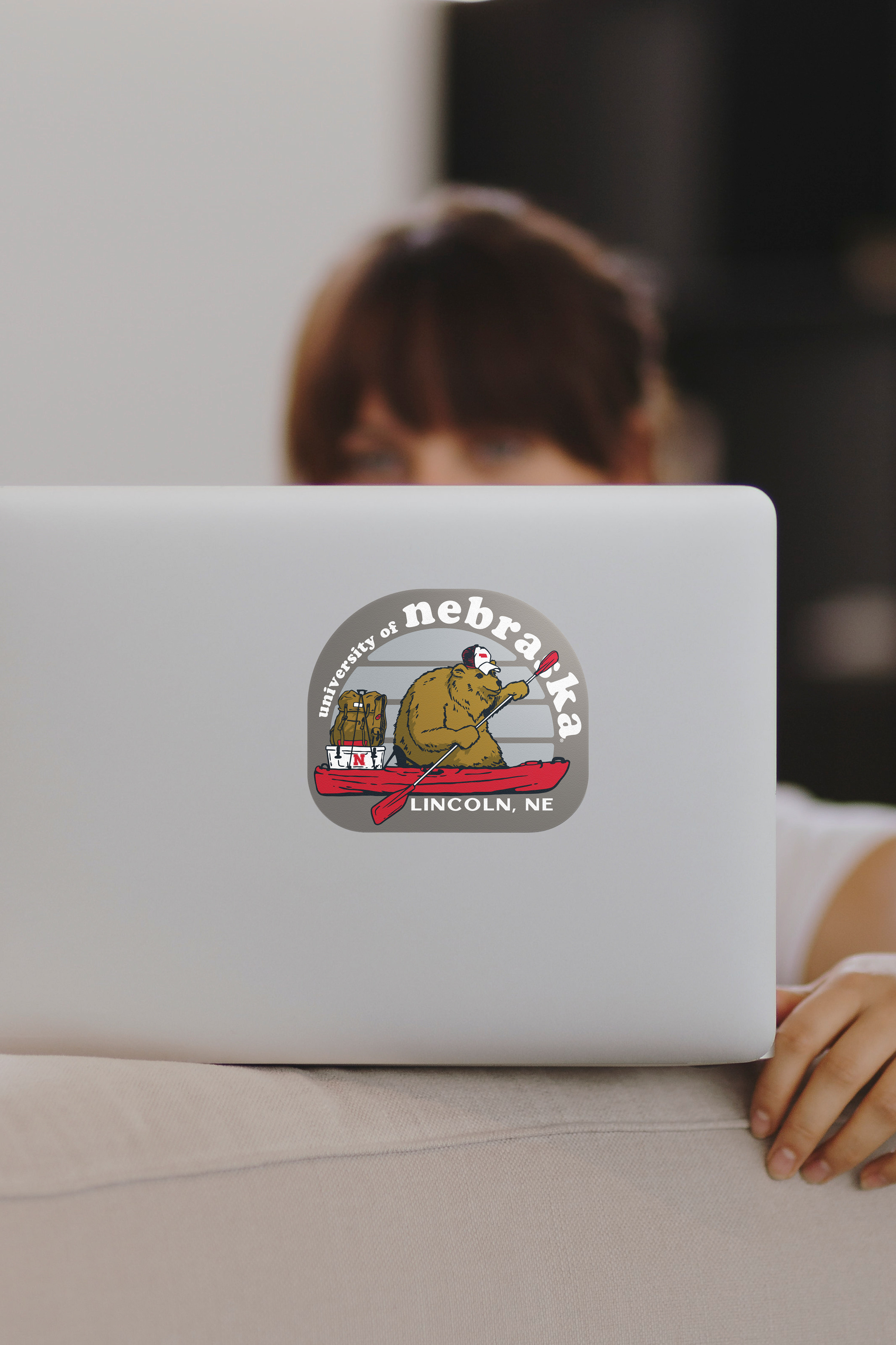 Rugged Bear Sticker - Medium - Nebraska Cornhuskers