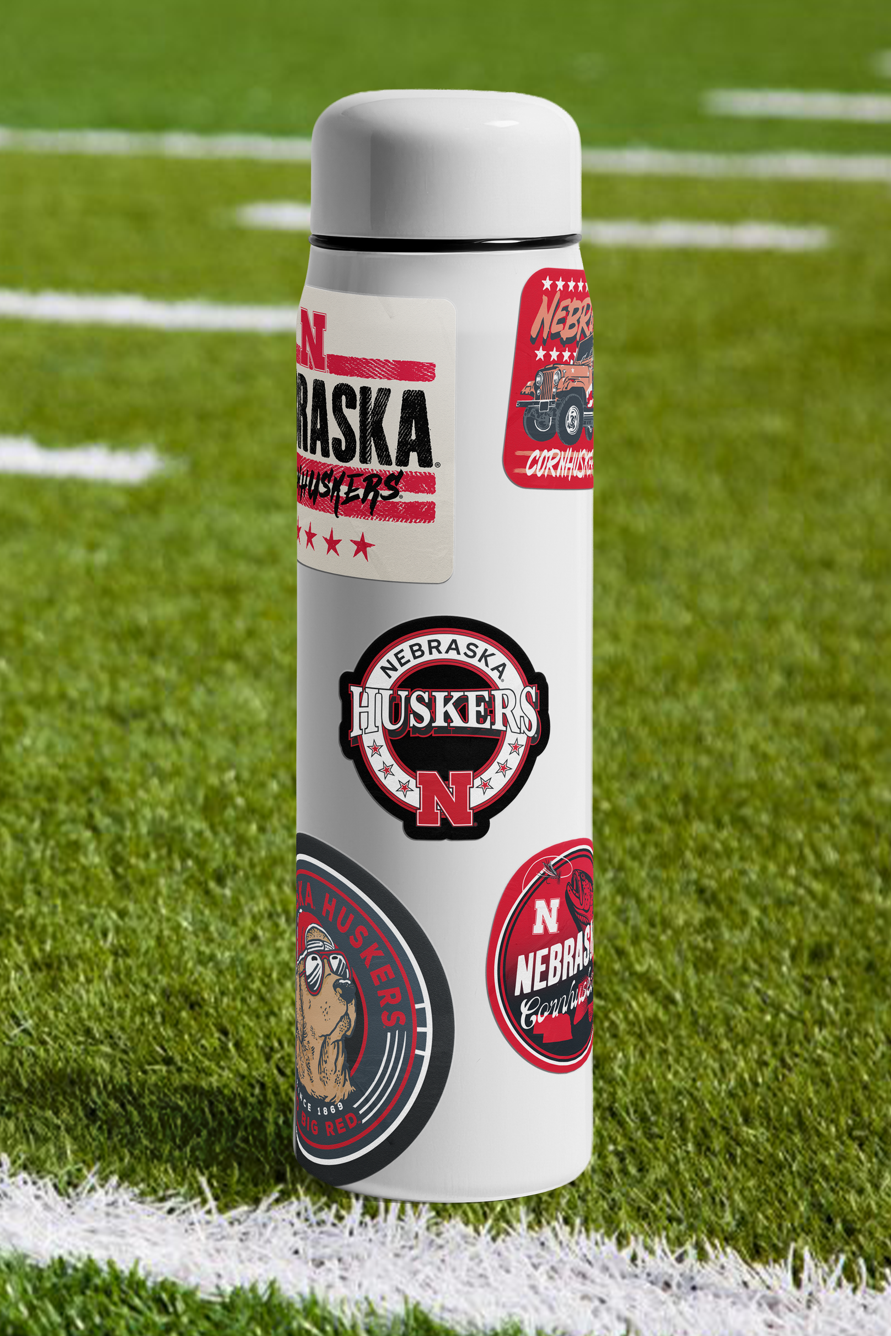 Rugged Black Stars Tactical Sticker - Medium - Nebraska Cornhuskers