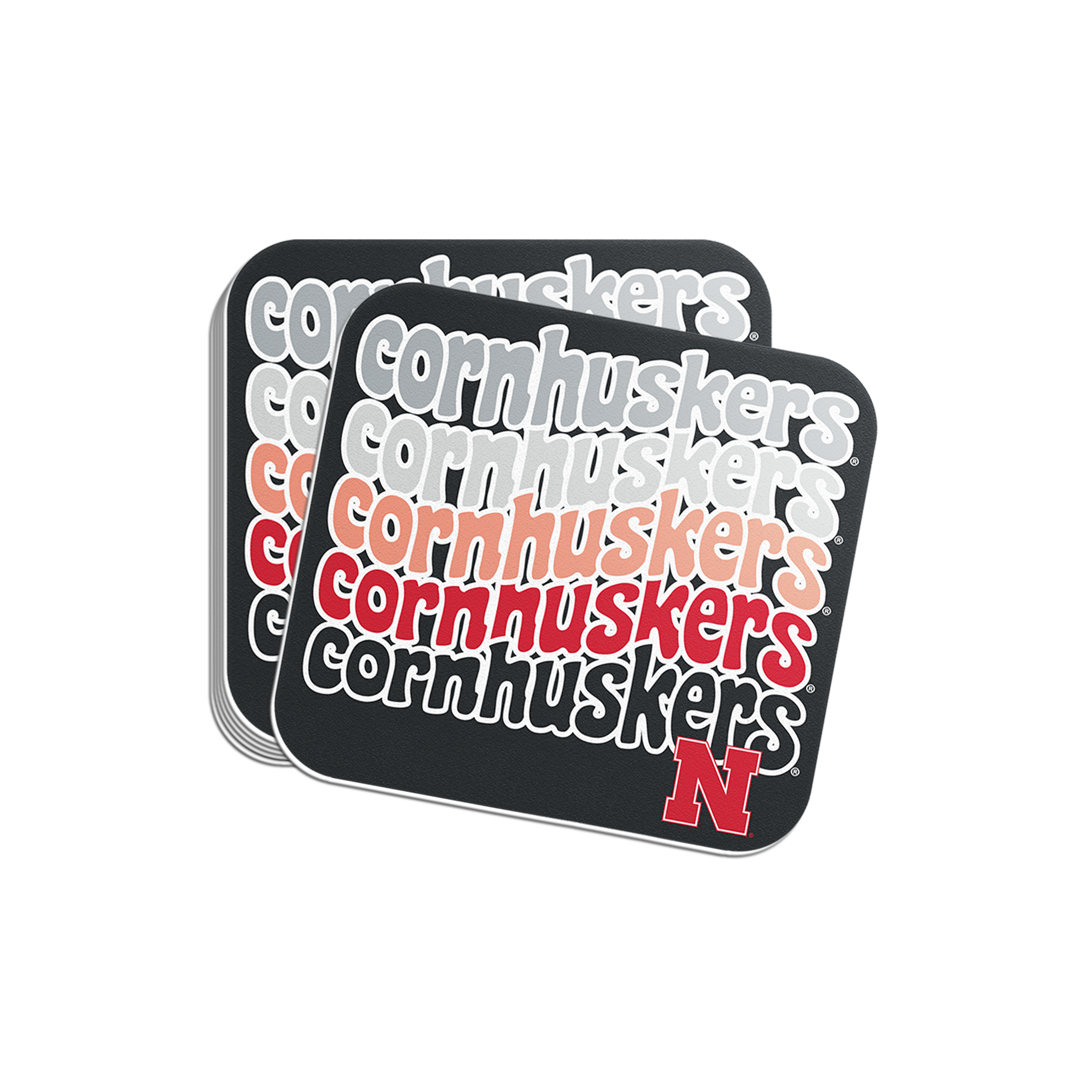Rugged Cornhuskers Wave Sticker - Medium - Nebraska Cornhuskers