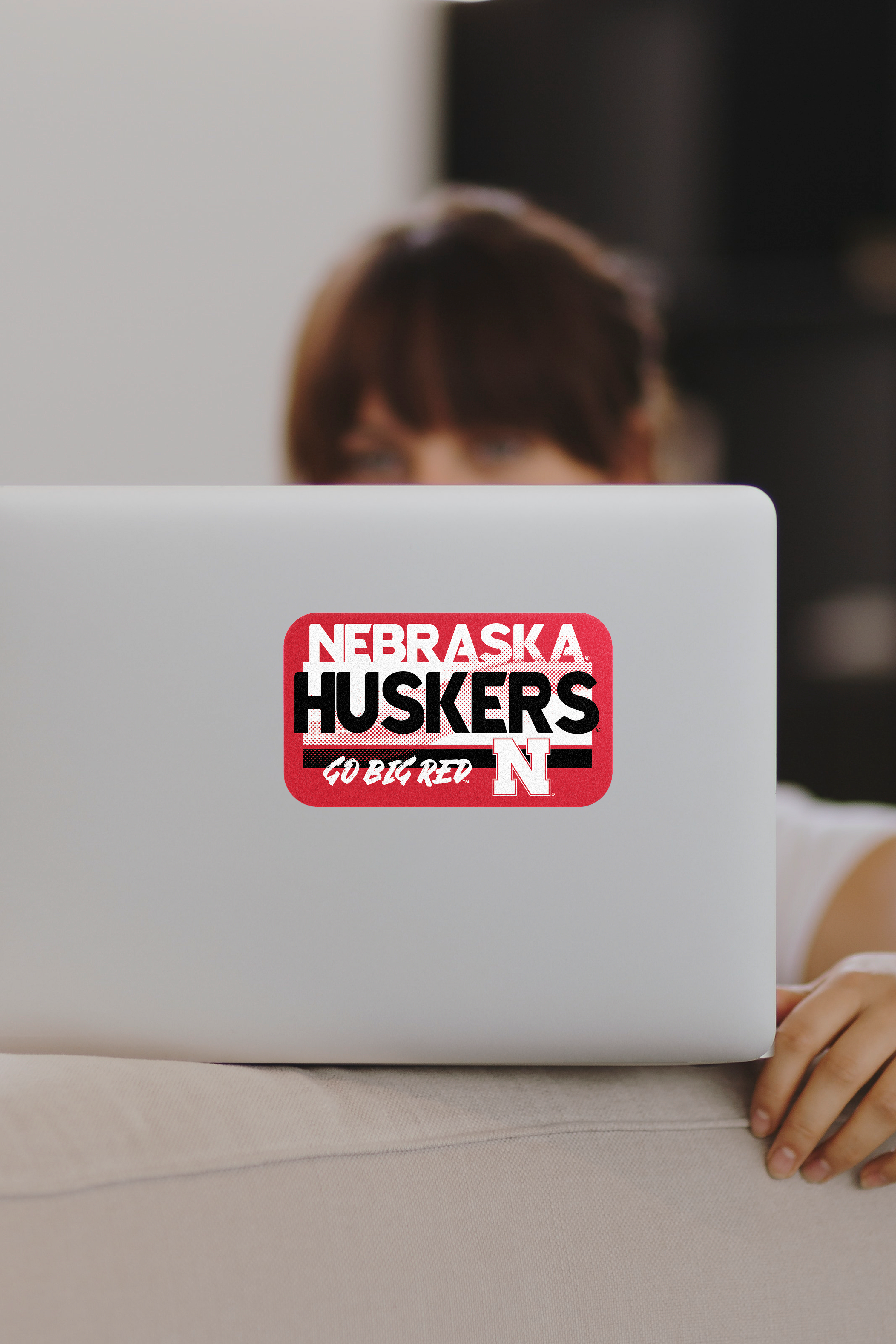 Rugged Distressed Sticker - Large - Nebraska Cornhuskers