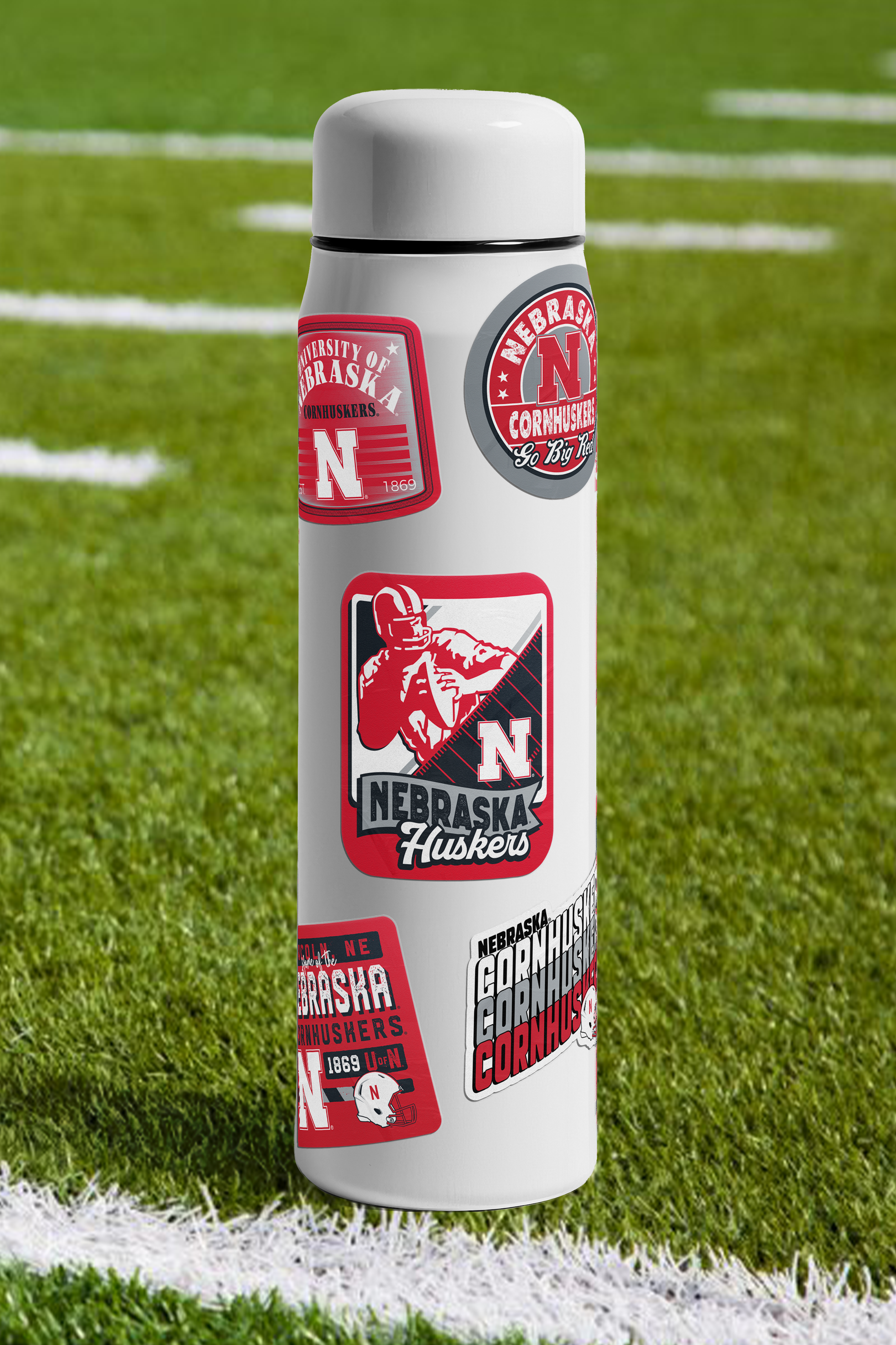 Rugged Football Player Vintage Sticker - Medium - Nebraska Cornhuskers