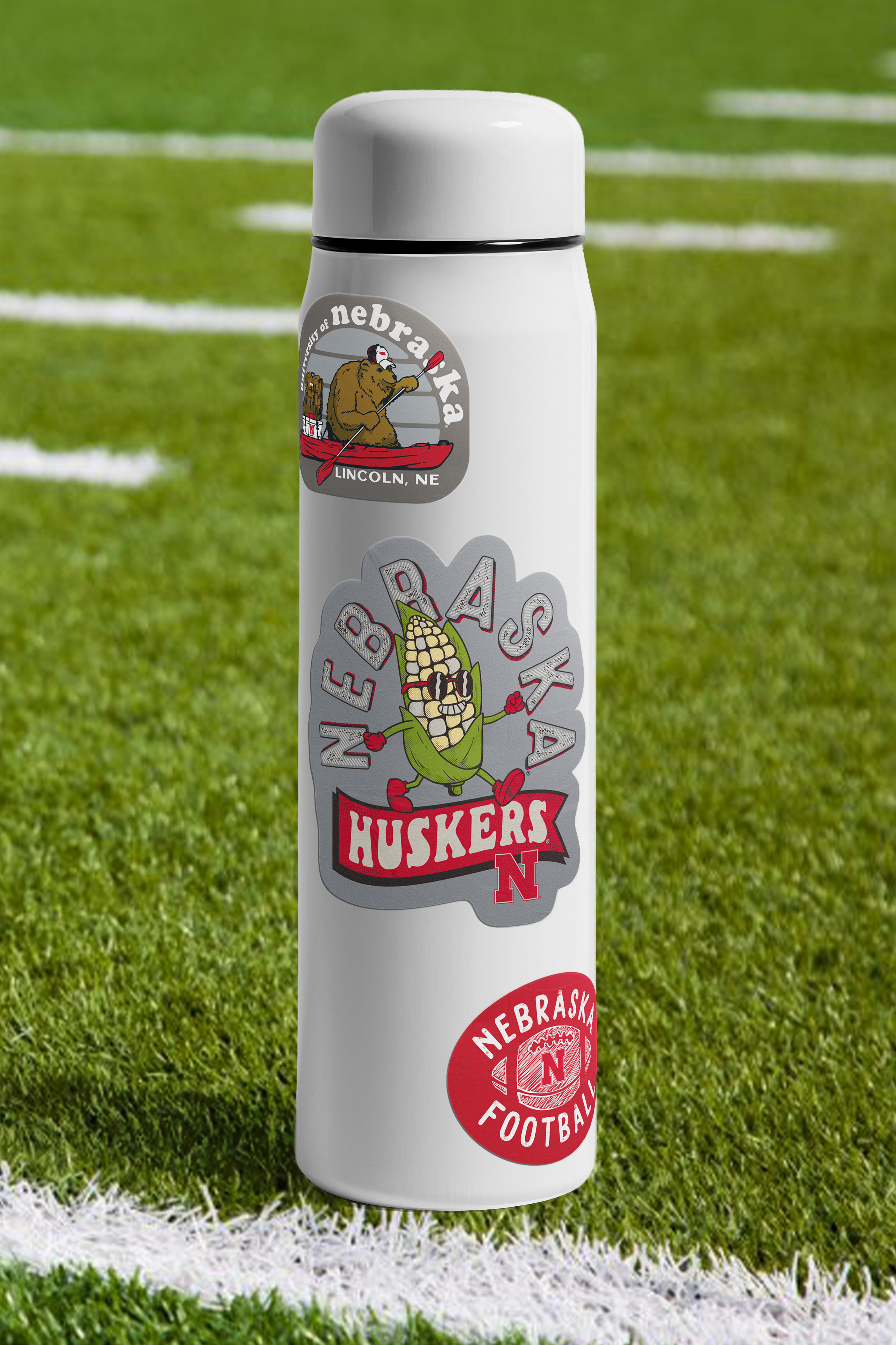 Rugged Happy Corn Arch Banner Sticker - Large - Nebraska Cornhuskers