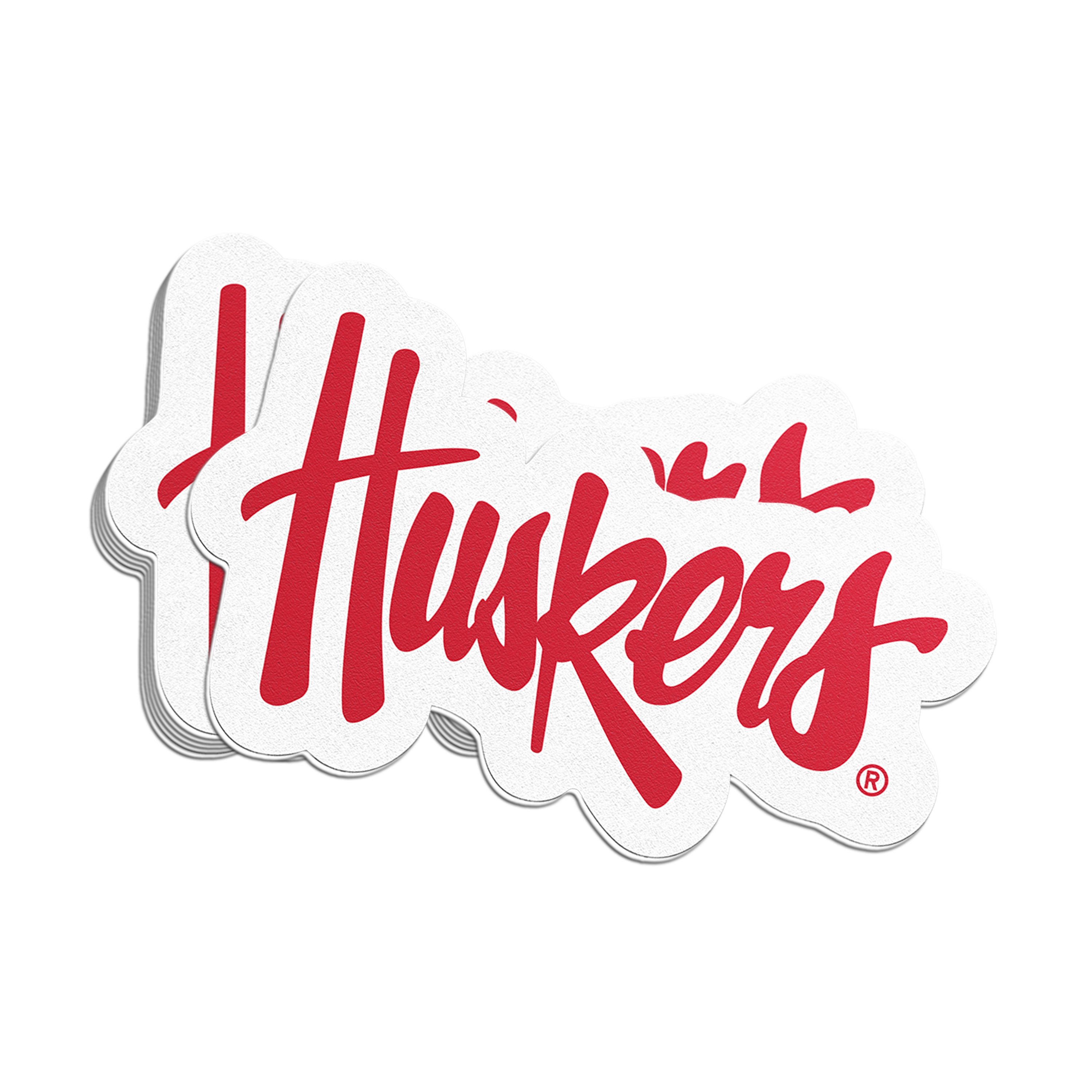 Rugged Huskers Script Sticker - Large - Nebraska Cornhuskers