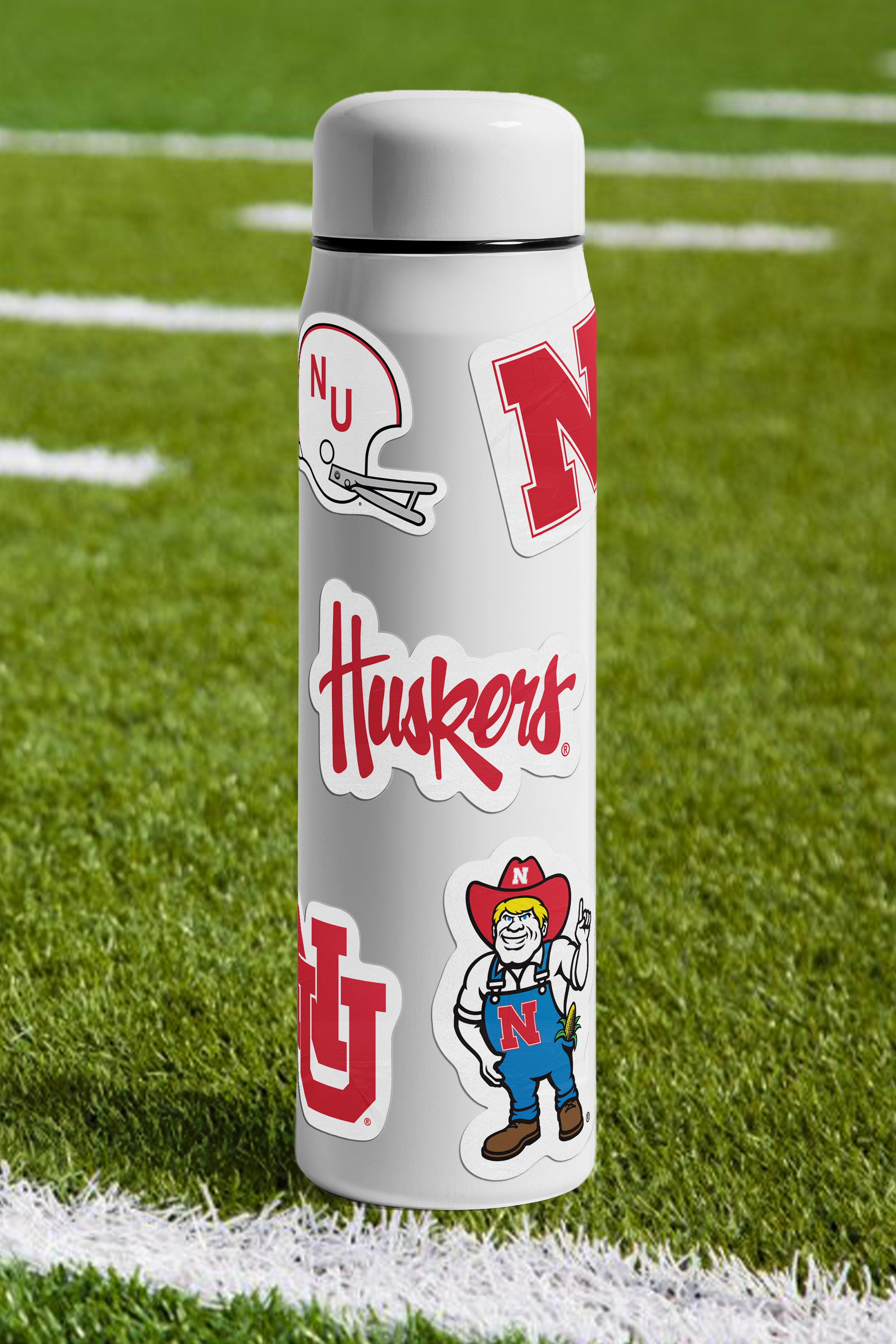 Rugged Huskers Script Sticker - Large - Nebraska Cornhuskers