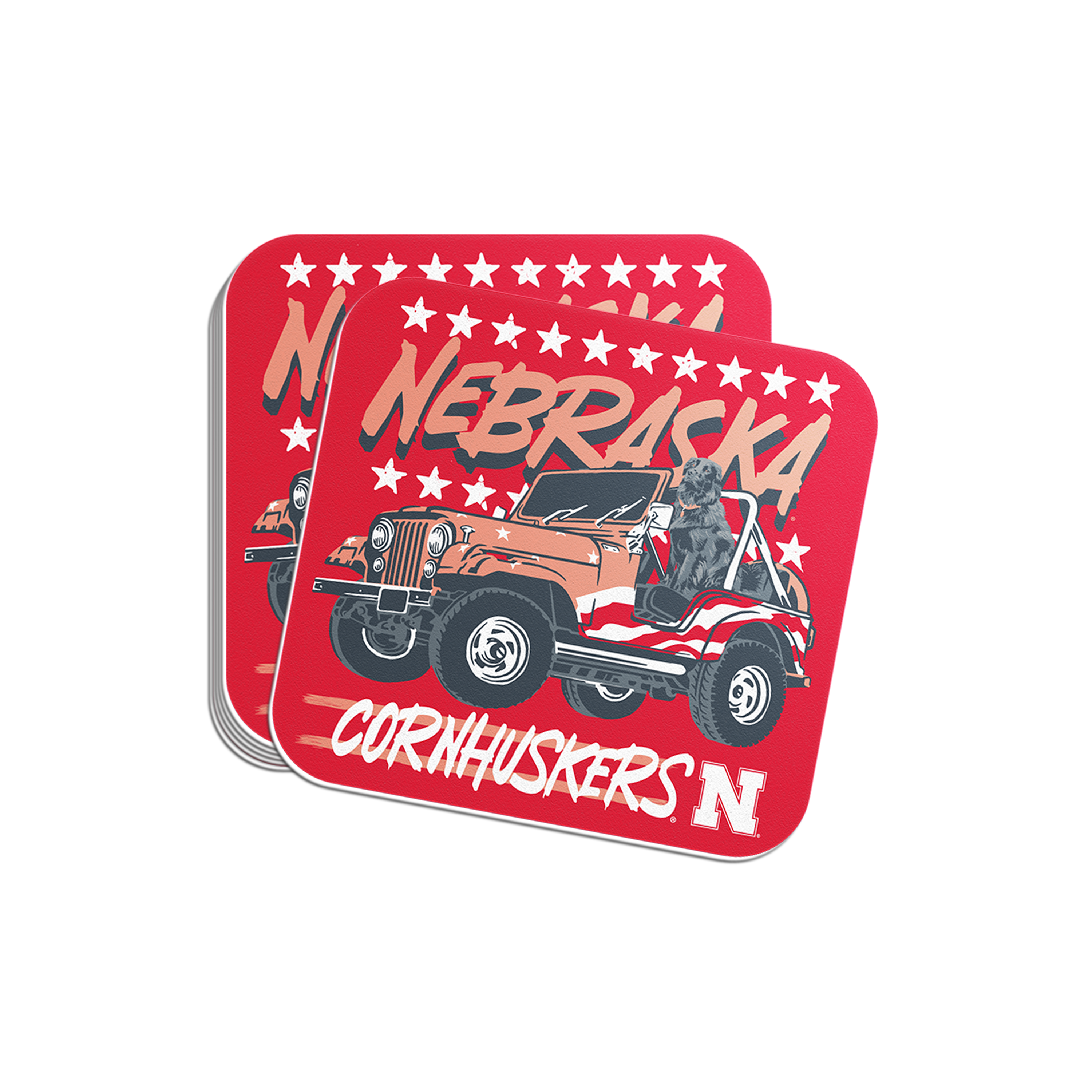 Rugged Jeep Sticker - Medium - Nebraska Cornhuskers