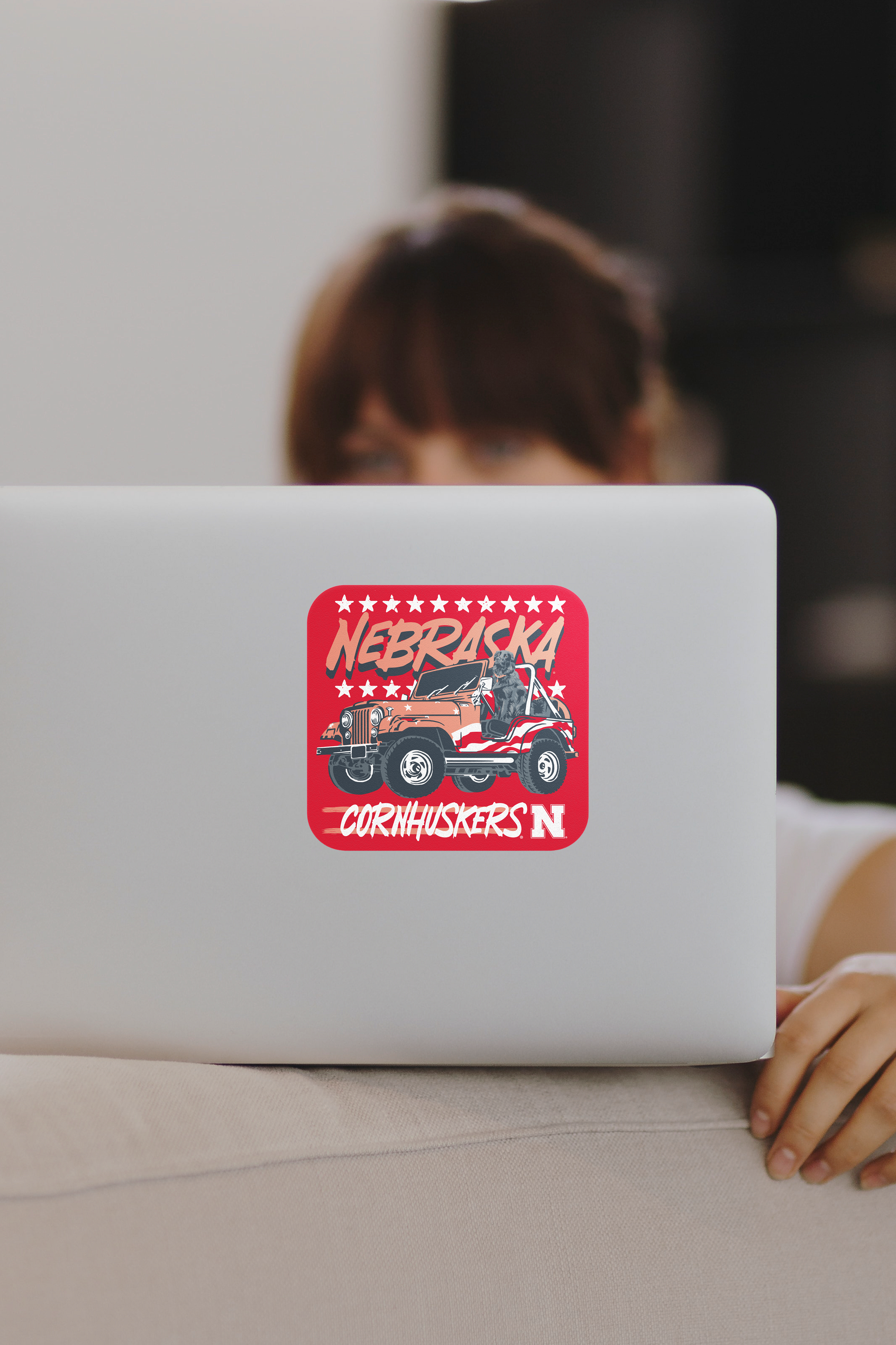 Rugged Jeep Sticker - Medium - Nebraska Cornhuskers