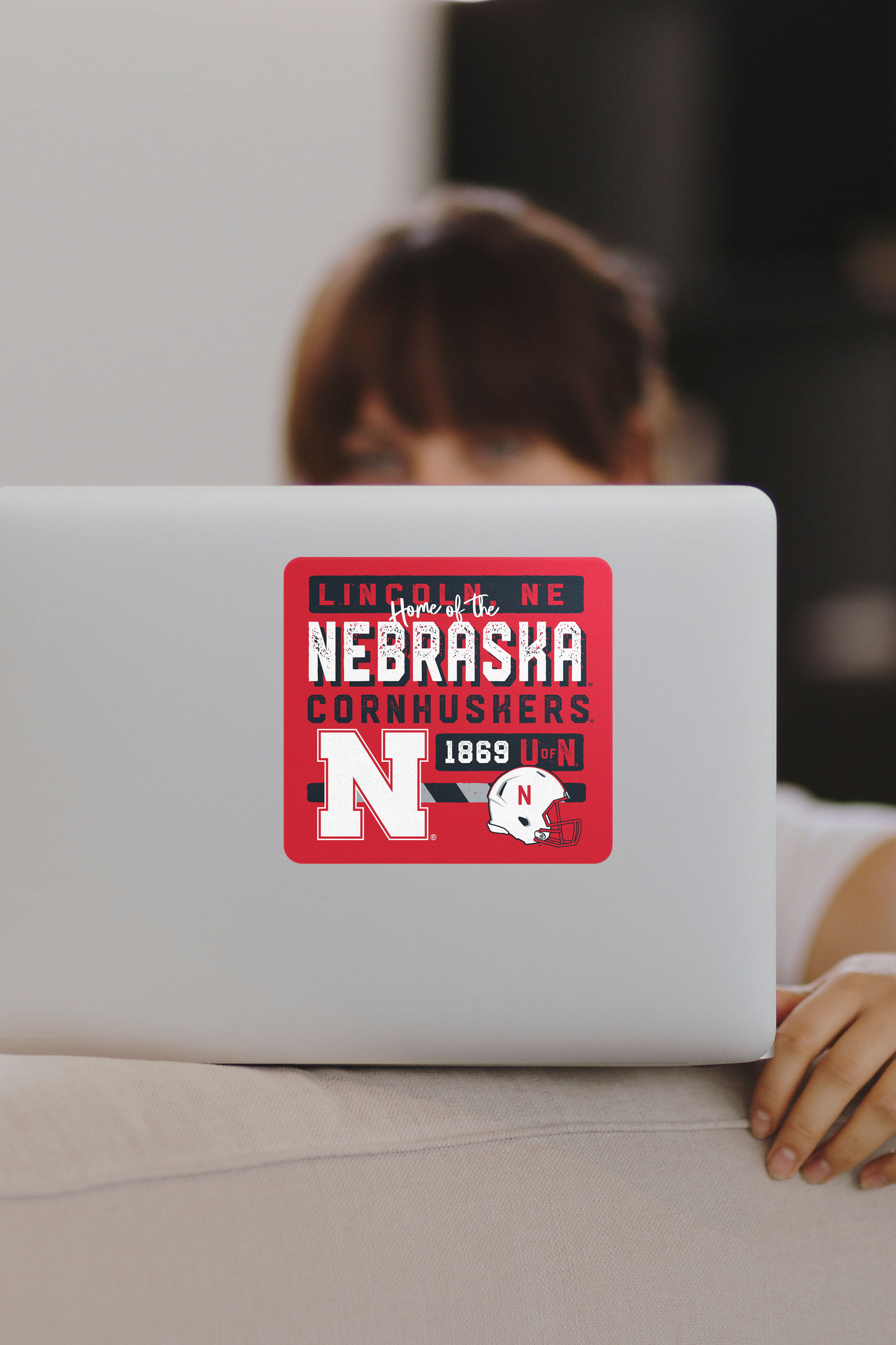 Rugged Patchwork Sticker - Large - Nebraska Cornhuskers