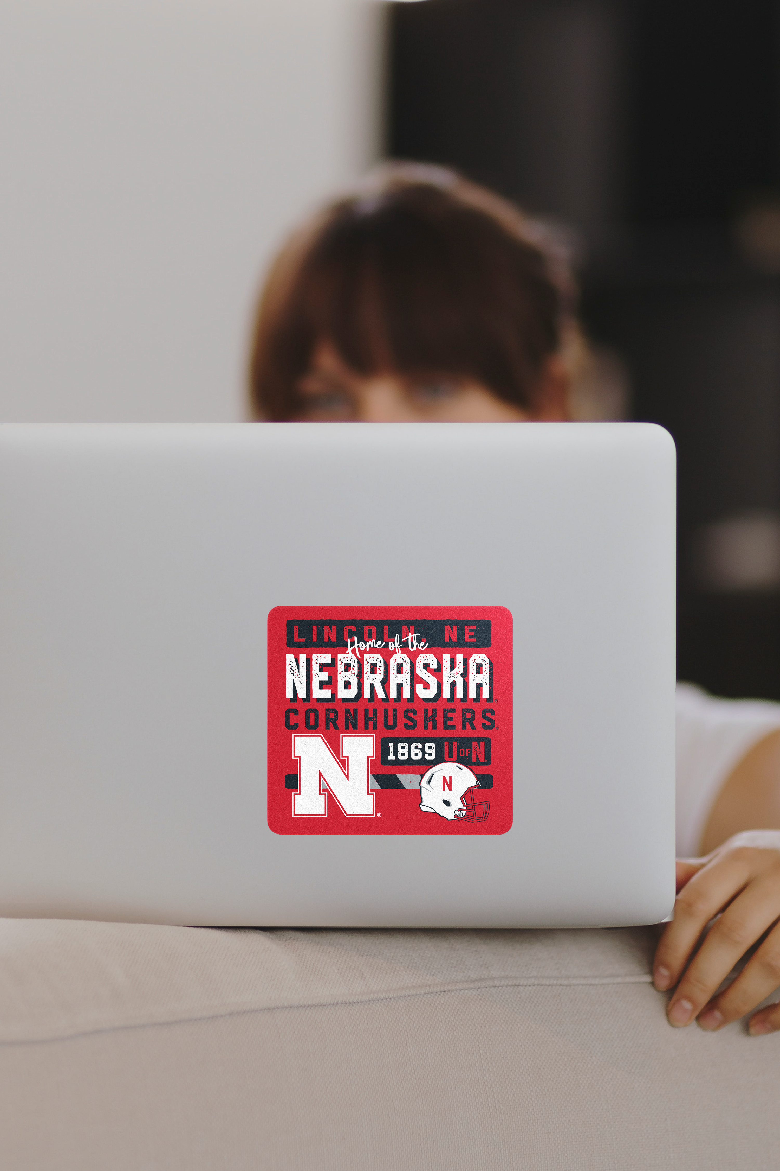 Rugged Patchwork Sticker - Medium - Nebraska Cornhuskers