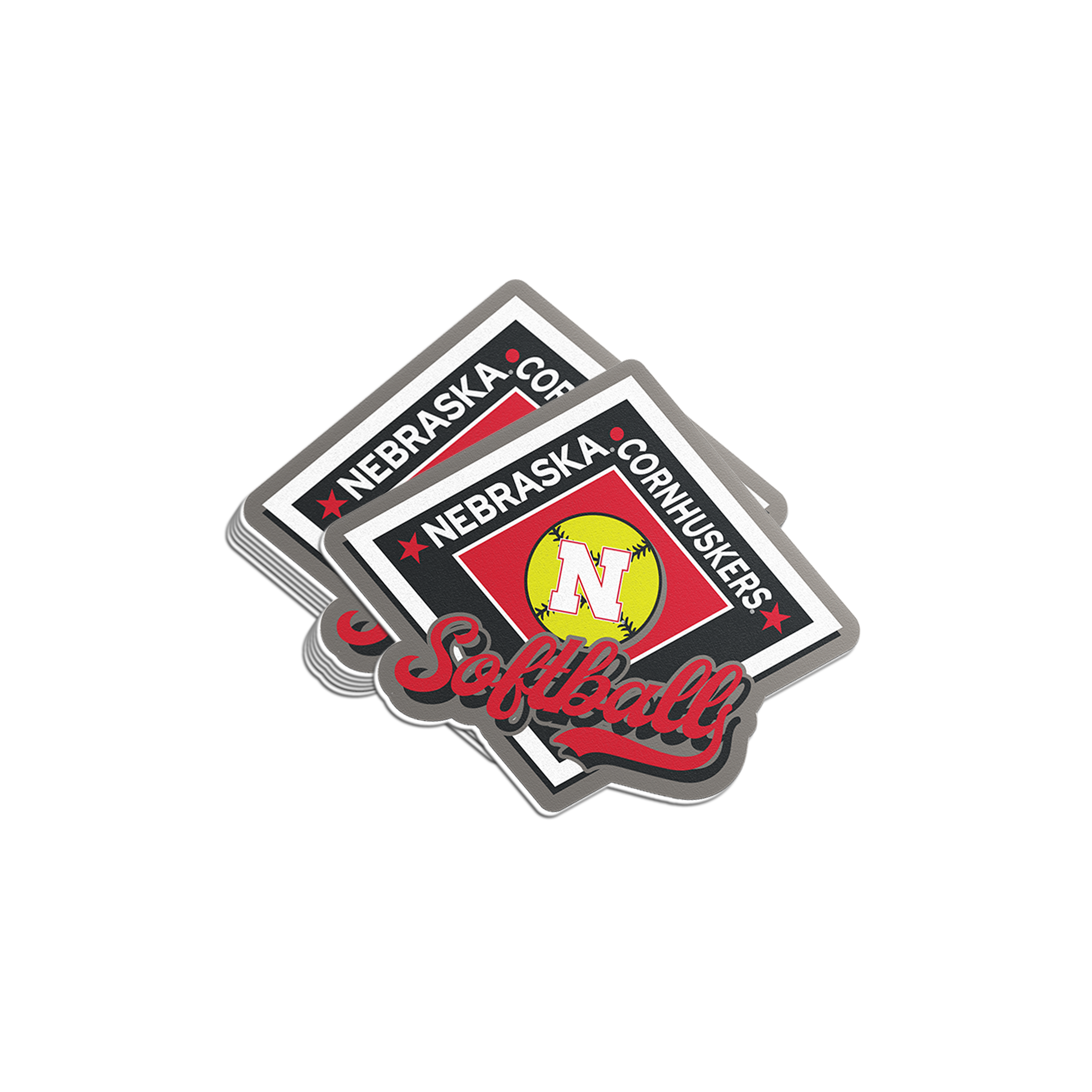 Rugged Softball Diamond Sticker - Medium - Nebraska Cornhuskers