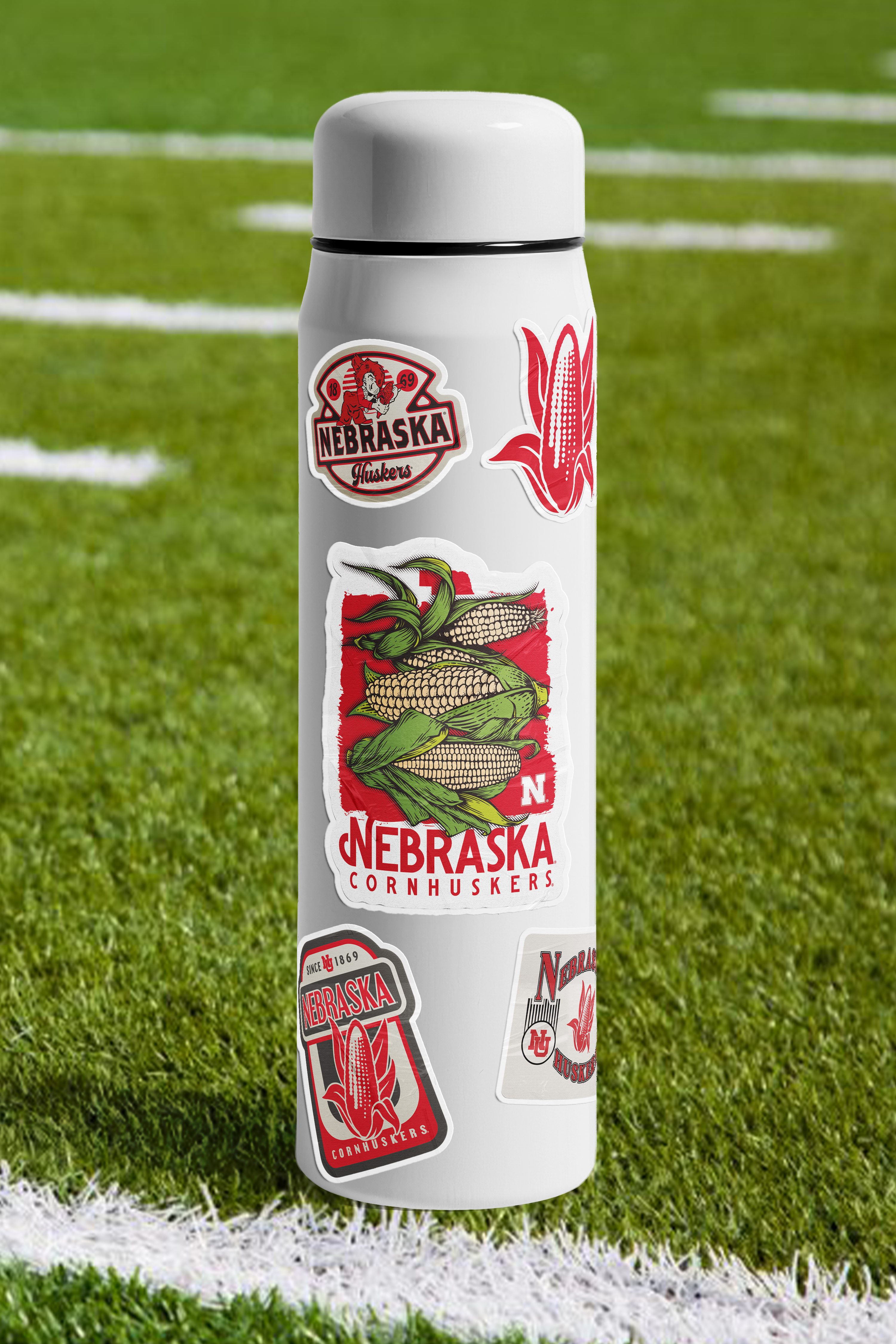 Rugged Stacked Corn Poster Sticker - Large - Nebraska Cornhuskers