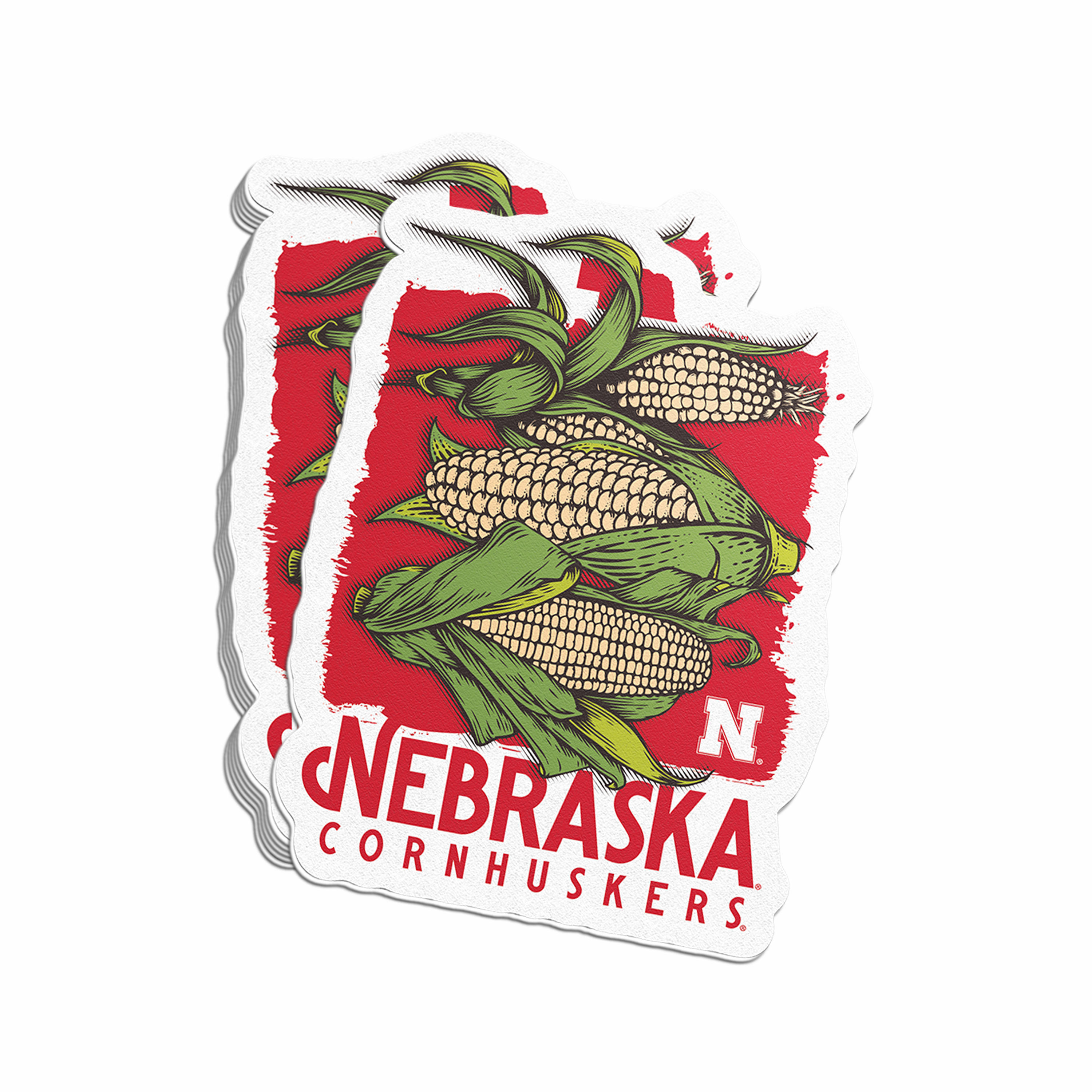 Rugged Stacked Corn Poster Sticker - Medium - Nebraska Cornhuskers