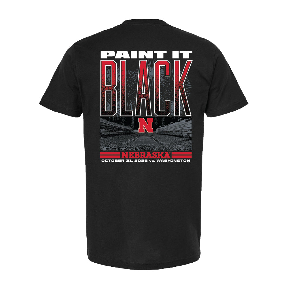 PAINT IT BLACK vs Washington 2026 Stadium Black Tee - Nebraska Cornhuskers