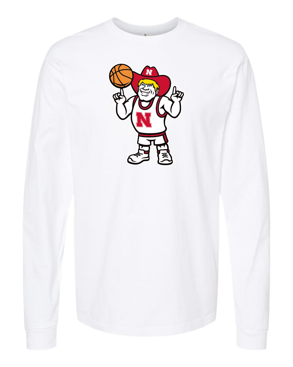 White Basketball Herbie Long Sleeve Tee - Nebraska Cornhuskers