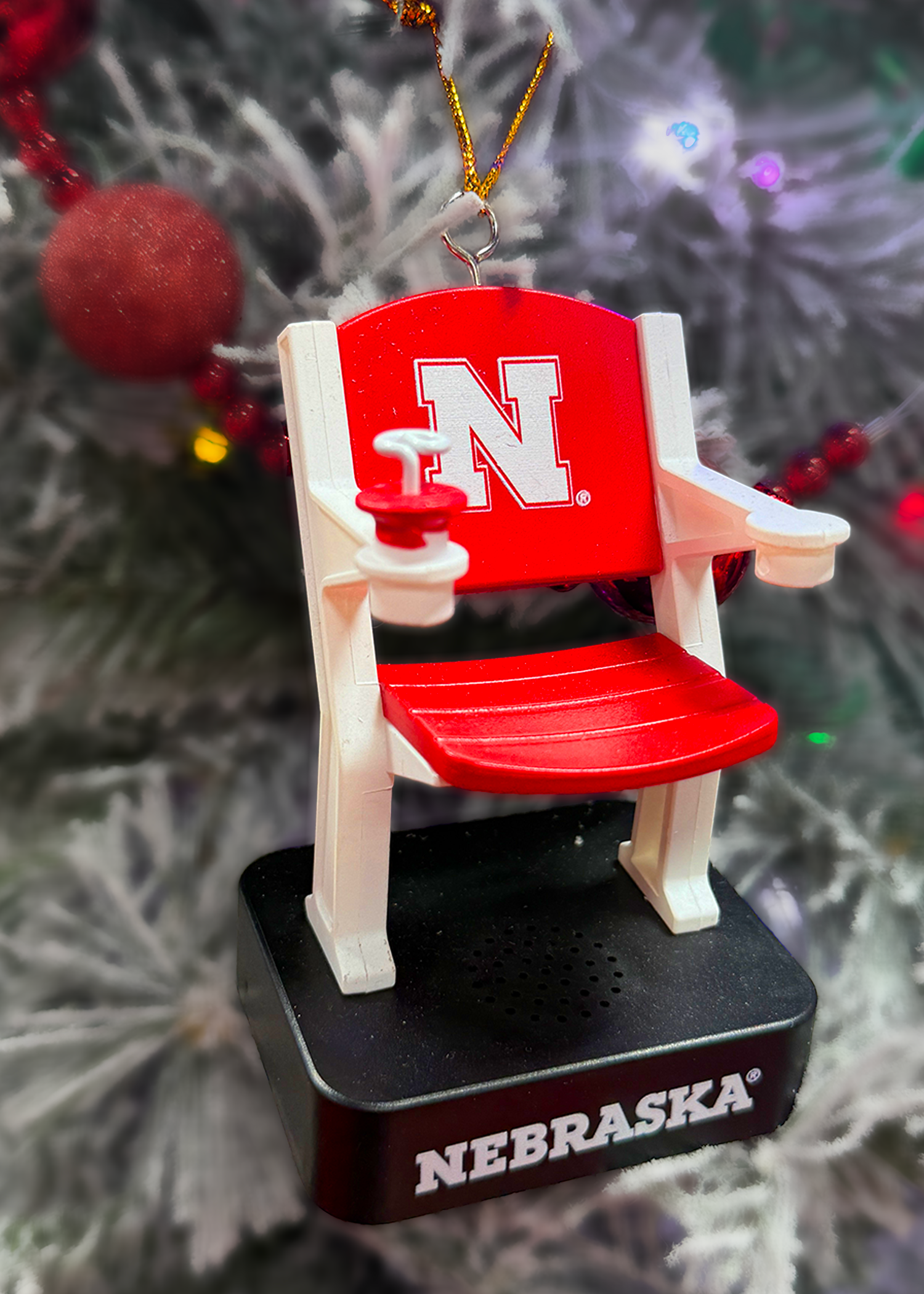 Singing Stadium Chair Nebraska Cornhusker Ornament 5in