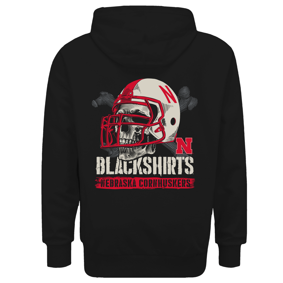 Skull and Crossbones Black Hoodie Blackshirts - Nebraska Cornhuskers