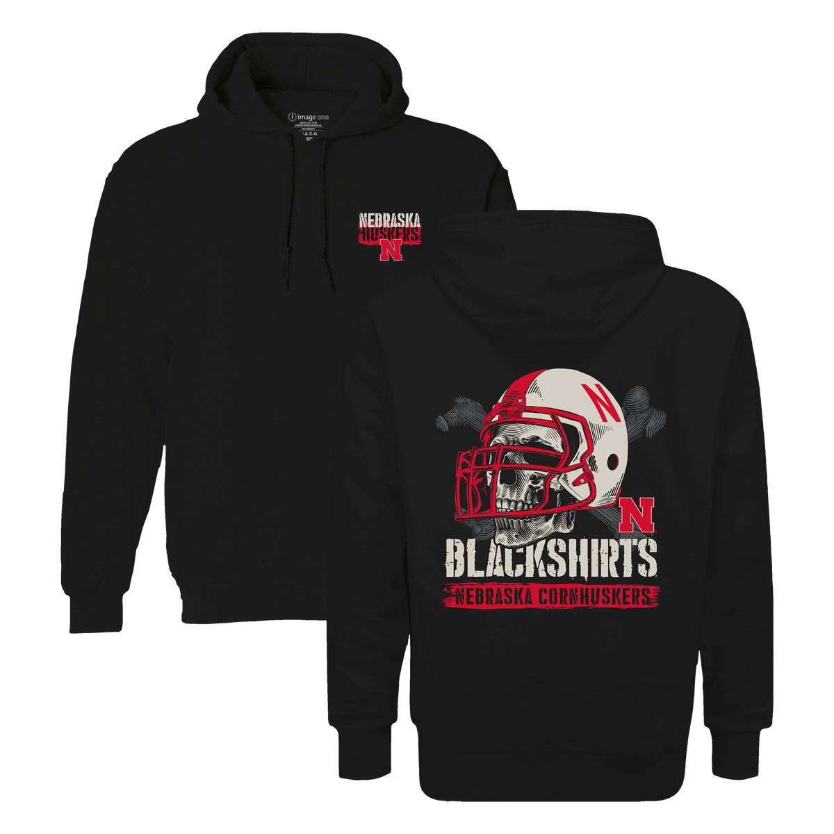 Skull and Crossbones Black Hoodie Blackshirts - Nebraska Cornhuskers