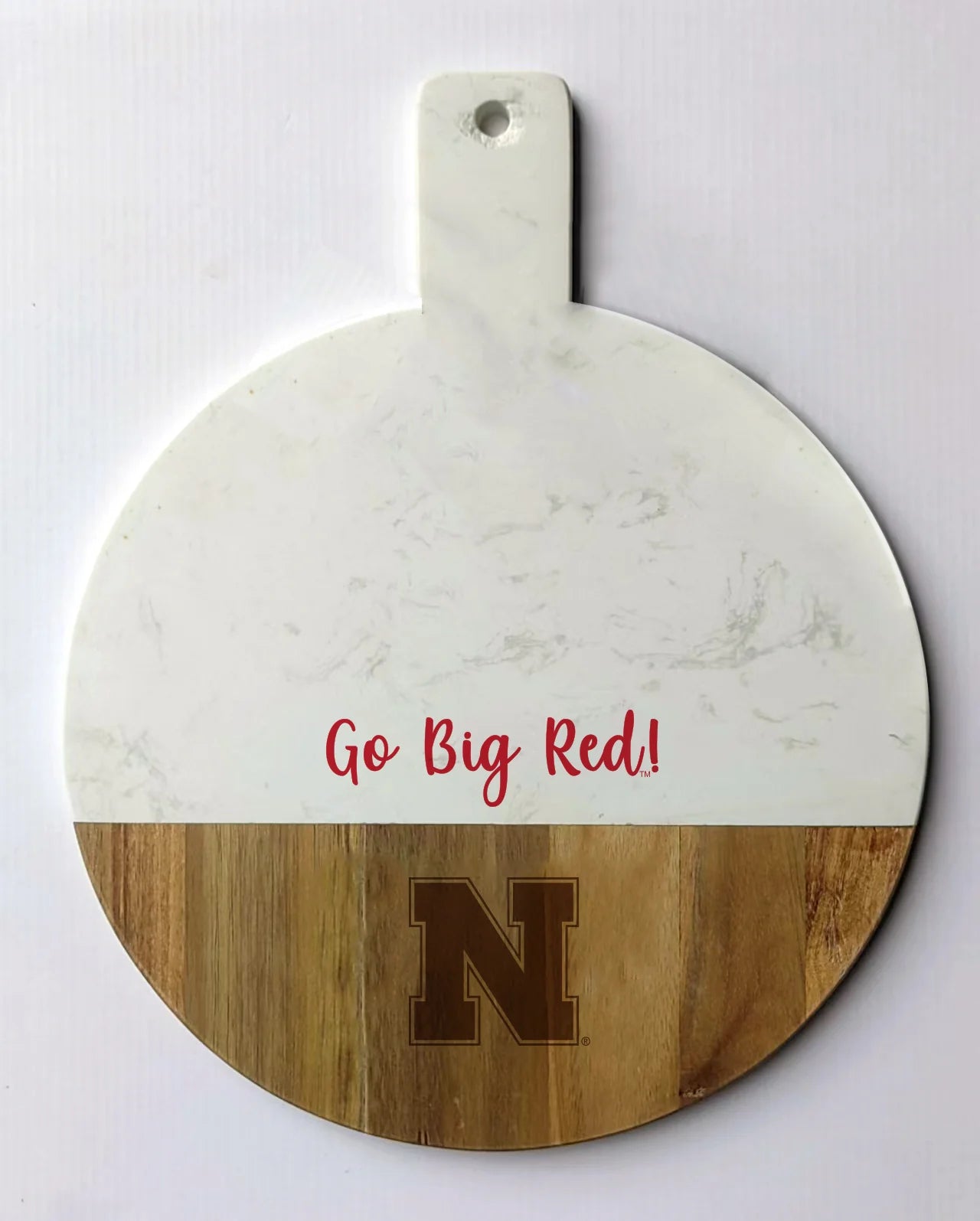 Spirit Marble and Wood Charcuterie Board - Nebraska Cornhuskers