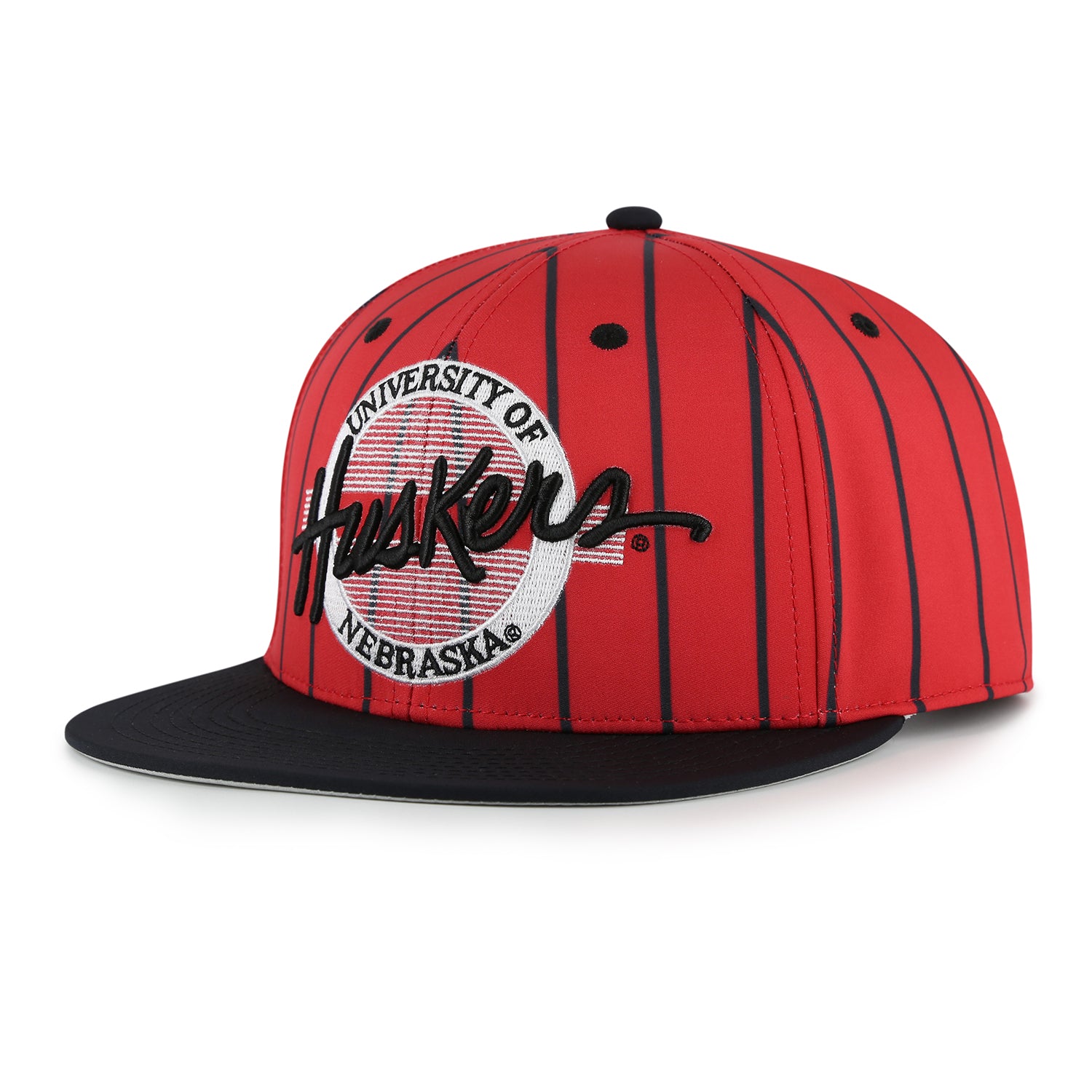 Sublimated Pinstripes Baseball Hat, Flat Bill, Snapback - Nebraska Cornhuskers