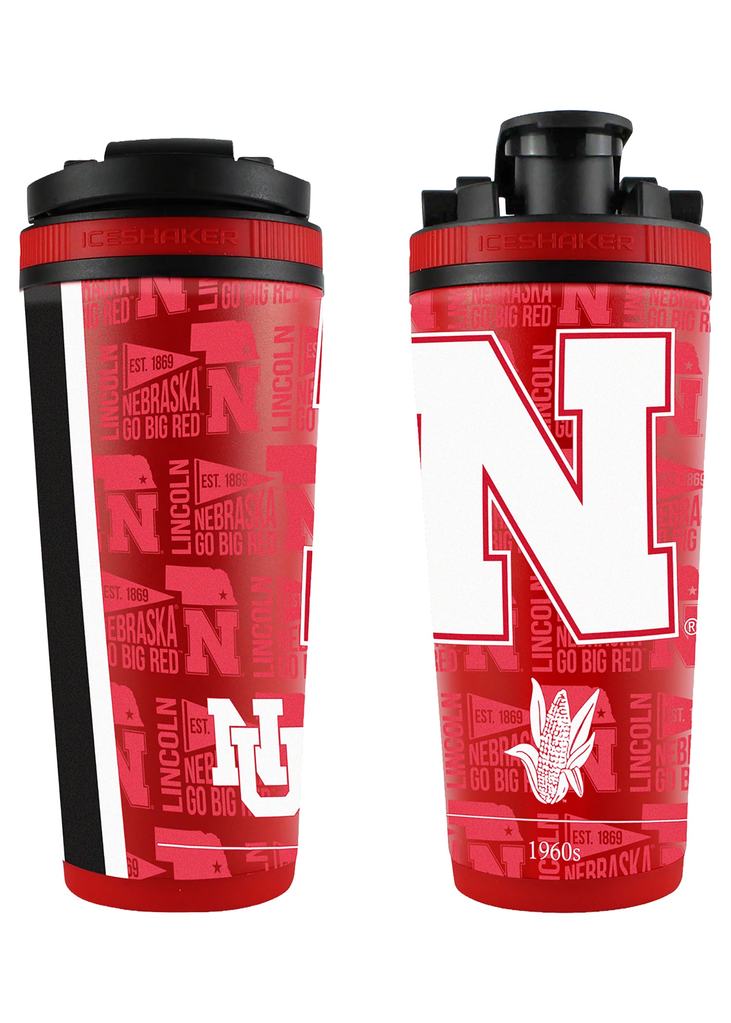 Textured Pattern 26oz Stainless Steel Flex Ice Shaker Bottle - Nebraska Cornhuskers